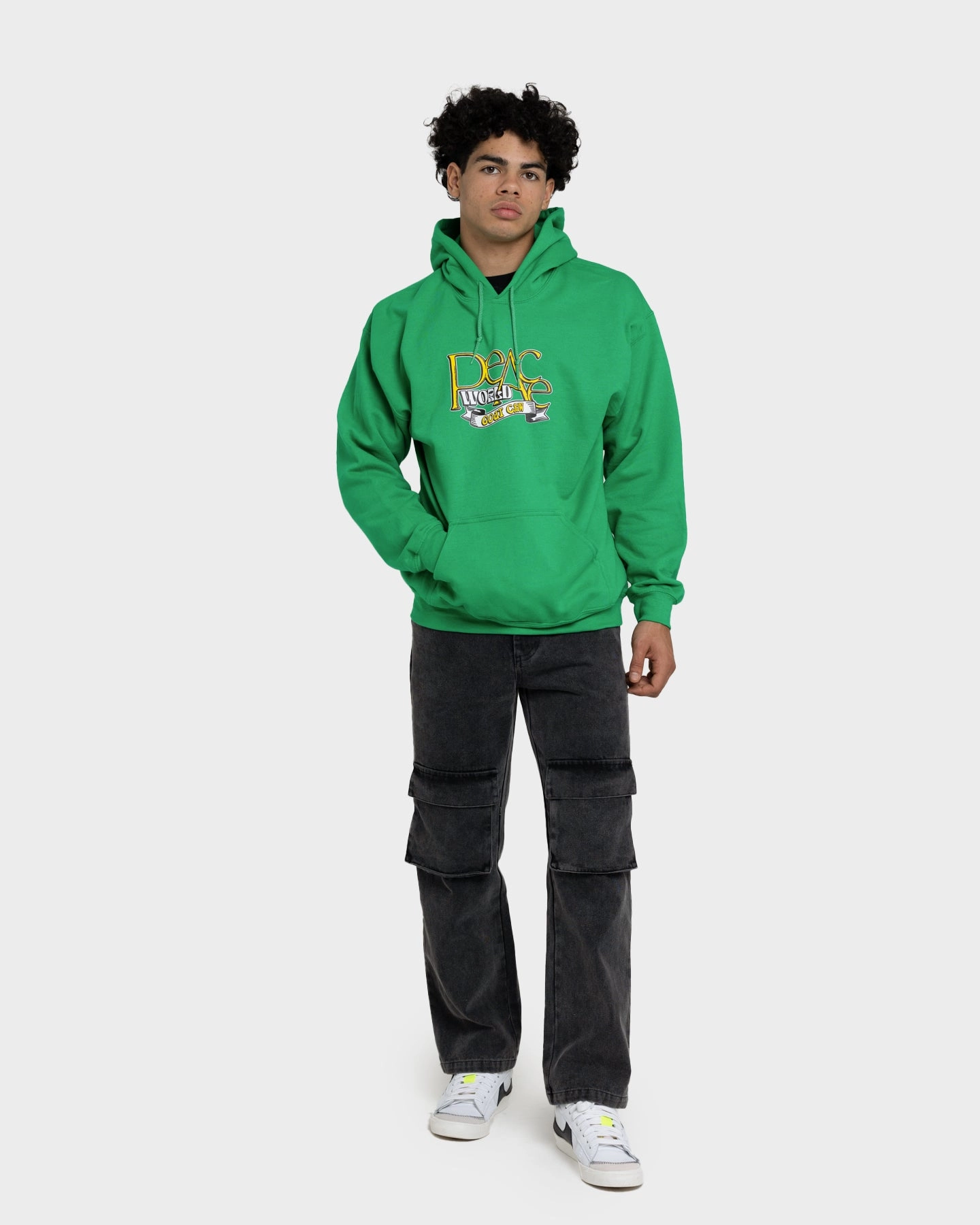 Georgette details Goat Crew World Peace Hoodie Green