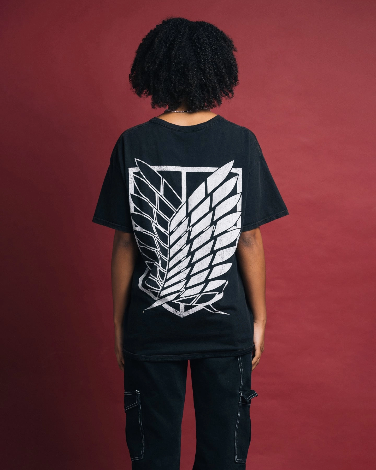 Goat Crew X Attack On Titan Captain Levi Vintage T-Shirt Black Wash Gym workout Eco Friendly Dyes