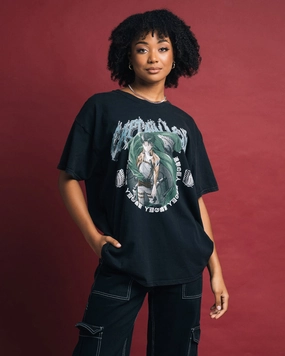 Goat Crew X Attack On Titan Captain Levi Vintage T-Shirt Black Wash Active Wear