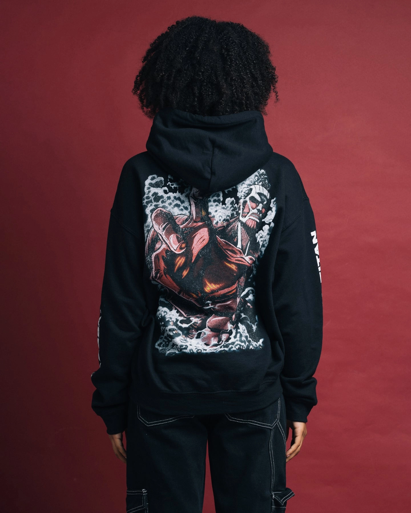 Goat Crew X Attack On Titan Colossal Titan Vintage Hoodie Black Leisure Casual