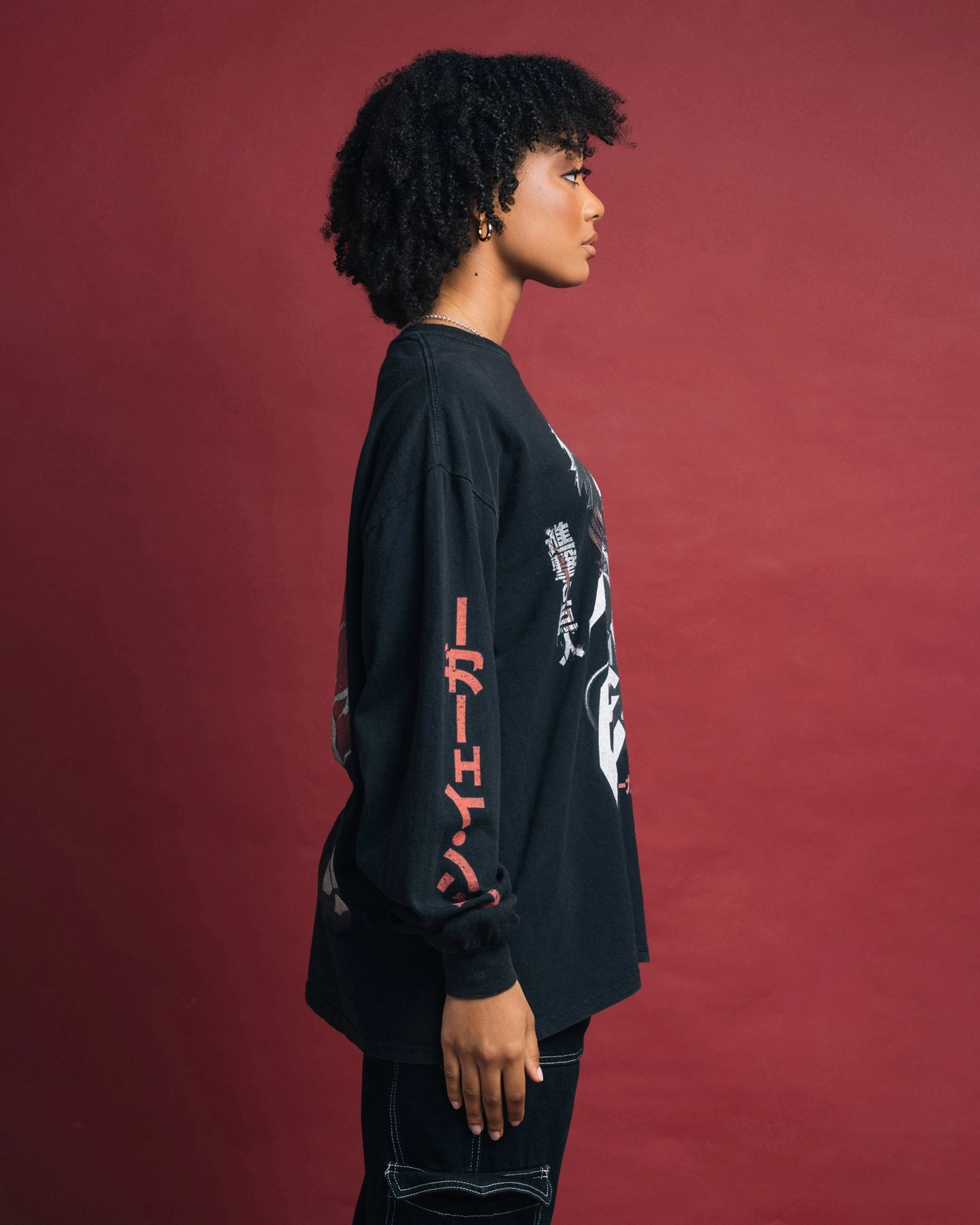 UV Protection Stylish and Fun Goat Crew X Attack On Titan Eren Long Sleeve Vintage T-Shirt Black Wash