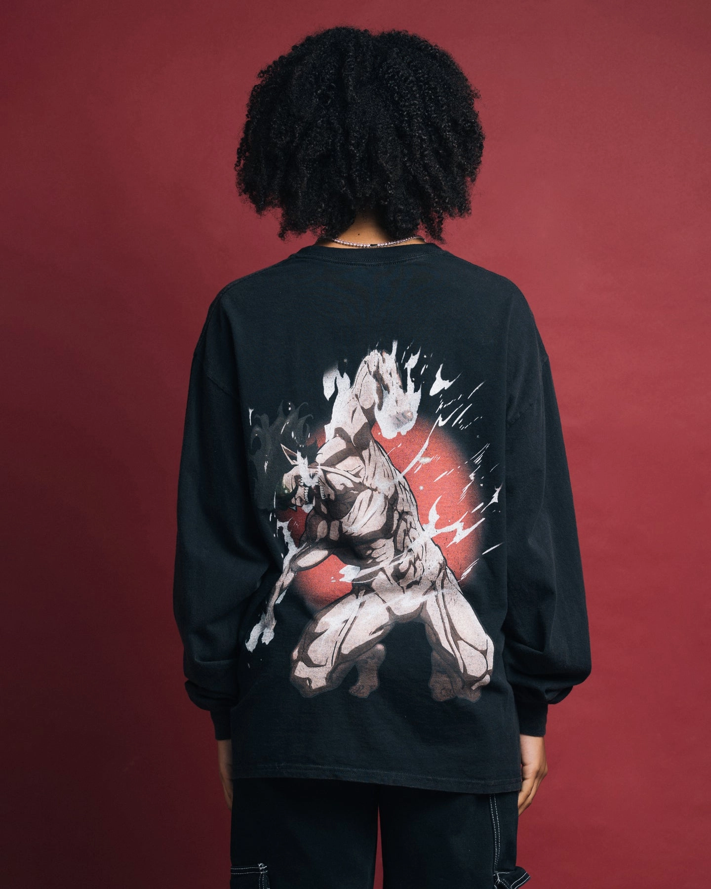 Popular Goat Crew X Attack On Titan Eren Long Sleeve Vintage T-Shirt Black Wash