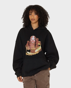 Goat Crew X Avatar: Aang Fire Vintage Hoodie Washed Black Seasonal Comfort Style Foam Print Detail