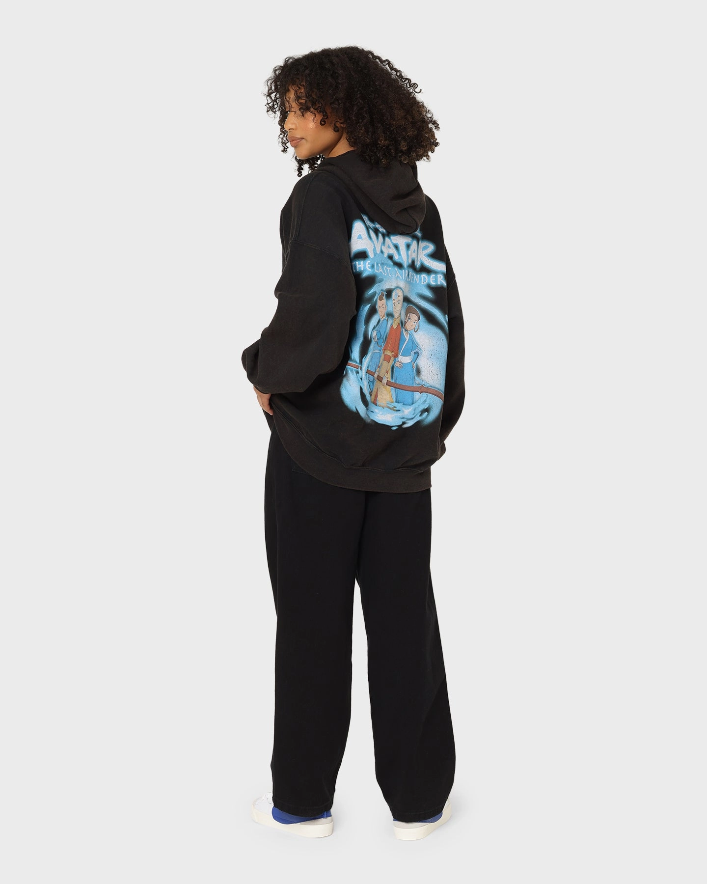 Goat Crew X Avatar: Gaang Vintage Hoodie Washed Black Street Trend Look Holiday Casual