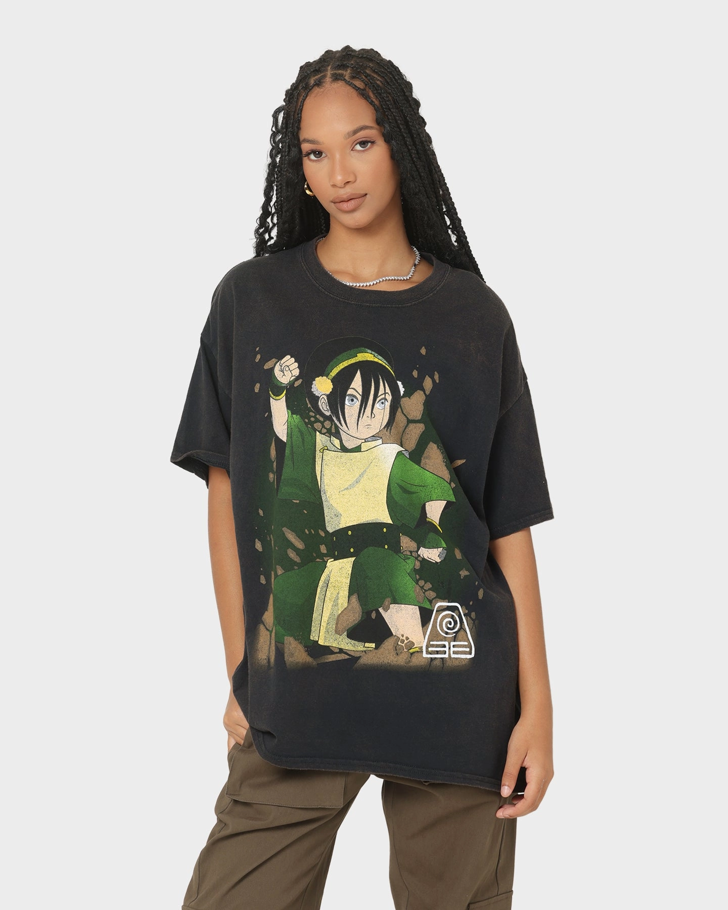 Goat Crew x Avatar: The Last Airbender Earth Elements Vintage T-Shirt Black Wash Ribbed collar Smooth Seam Technology