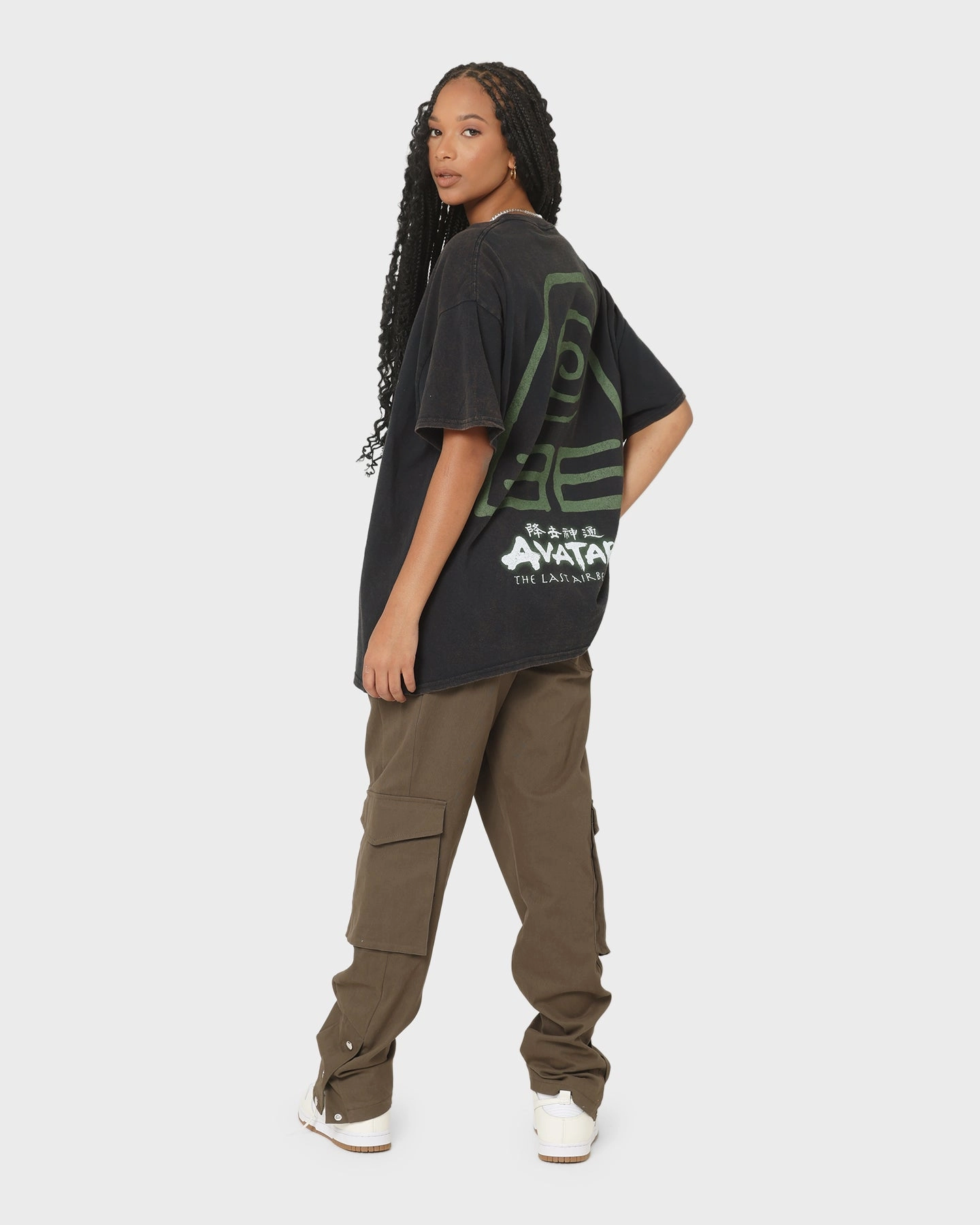 Goat Crew x Avatar: The Last Airbender Earth Elements Vintage T-Shirt Black Wash Retro Style Micro Perforated Fabric