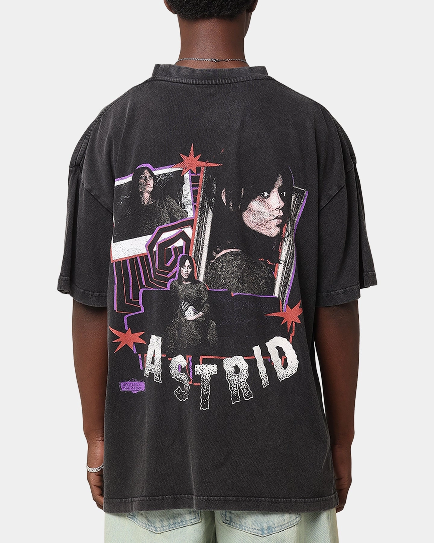 Goat Crew X Beetlejuice Astrid Vintage T-Shirt Black Acidwash Light Fit Minimalist Layer