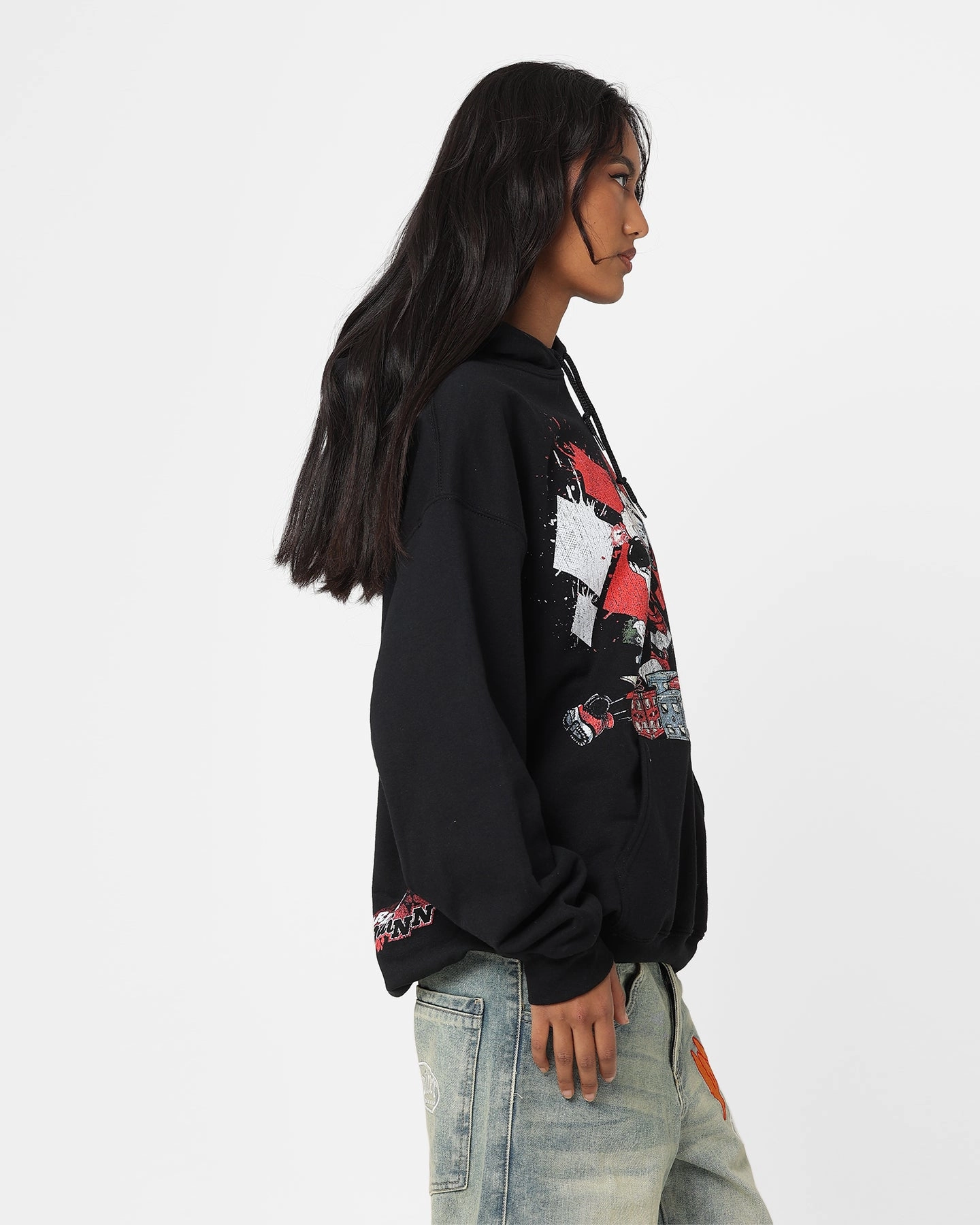 Goat Crew X DC Batman Mad Love Hoodie Black Casual Comfort Wear Seam Free Back