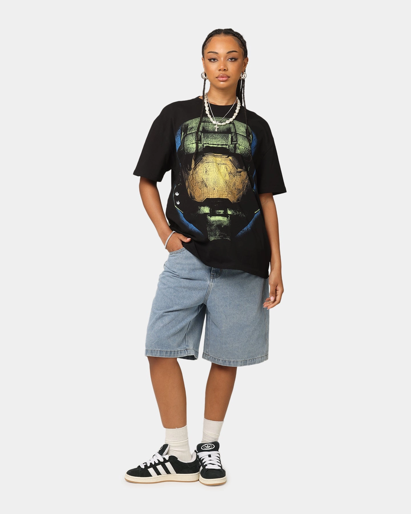 Stylish and Relaxed Goat Crew X Halo Big Head Heavyweight T-Shirt Black