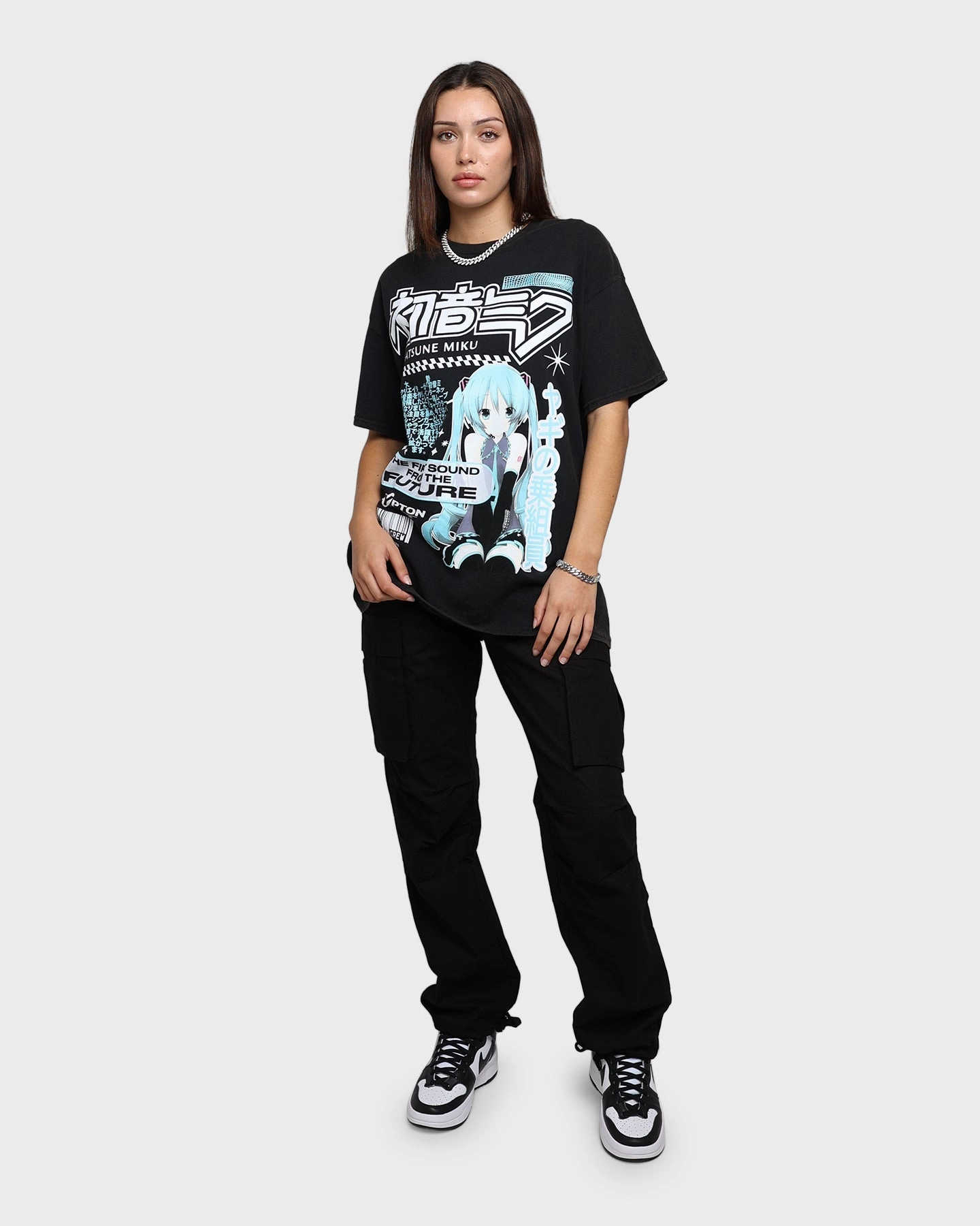 City Fashion Look Goat Crew X Hatsune Miku Future Sound Vintage T-Shirt Washed Black