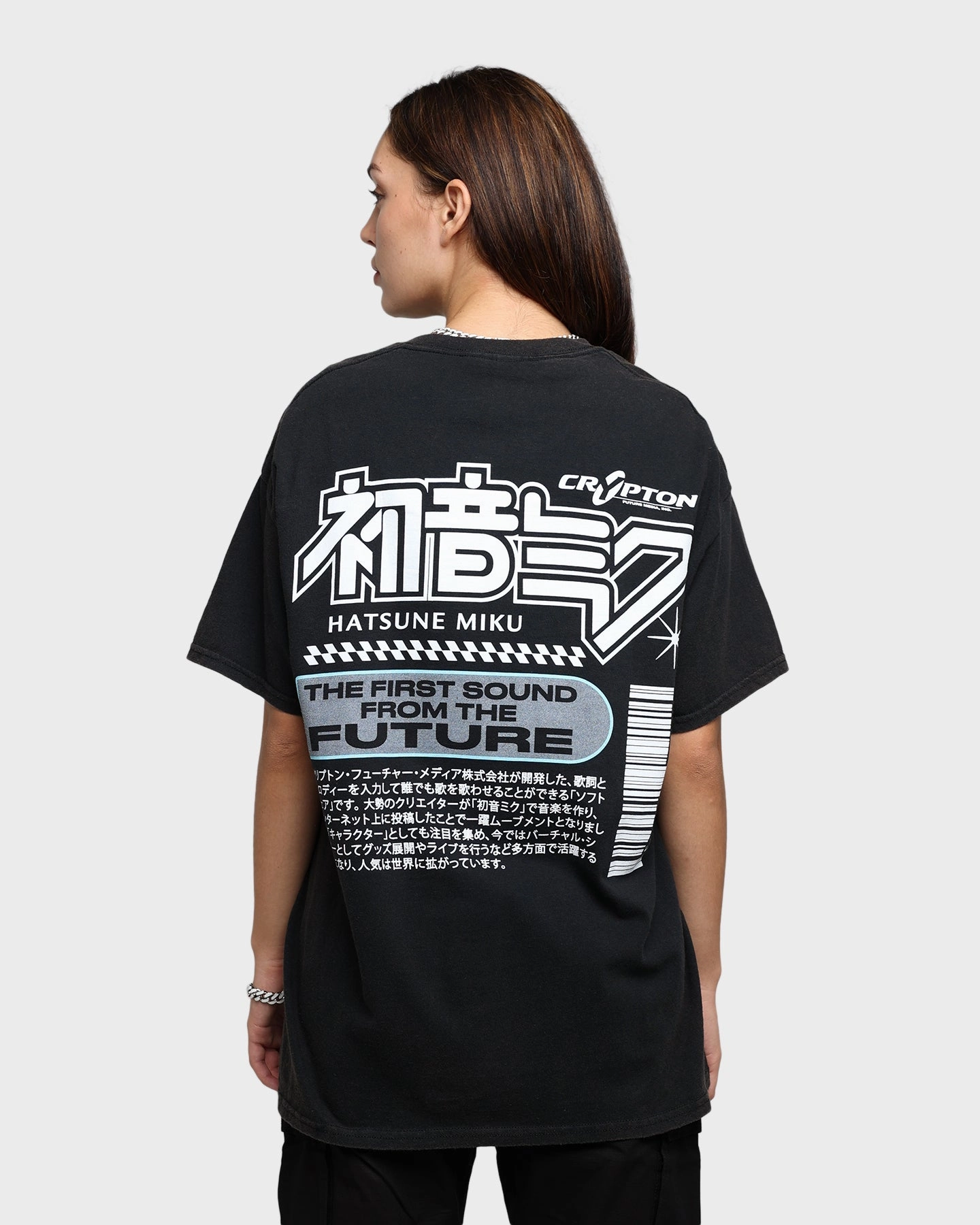 Goat Crew X Hatsune Miku Future Sound Vintage T-Shirt Washed Black Natural Fiber Blend Teenager fashion