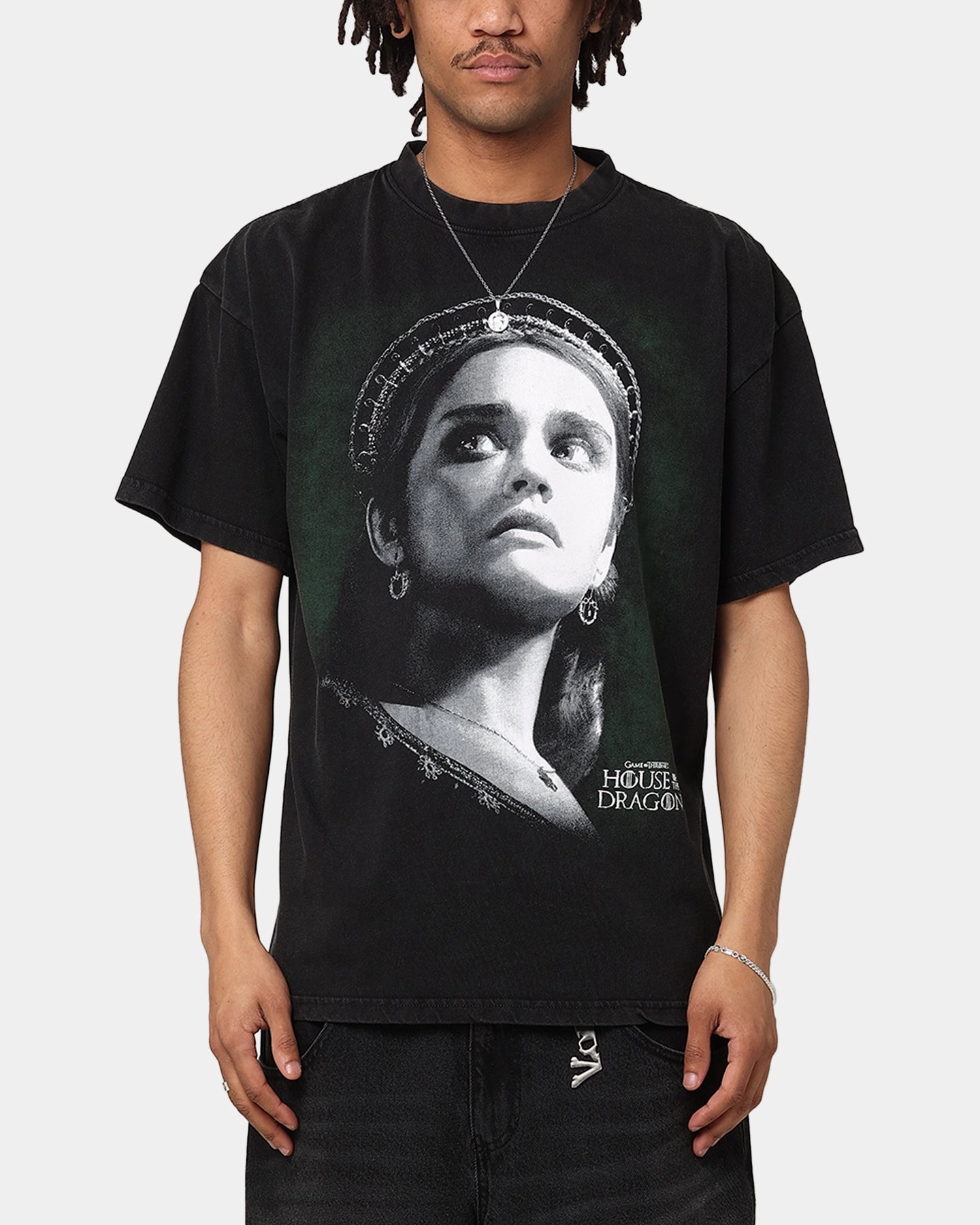 Travel Ready Goat Crew X House Of The Dragon Alicent Vintage T-Shirt Black Acidwash