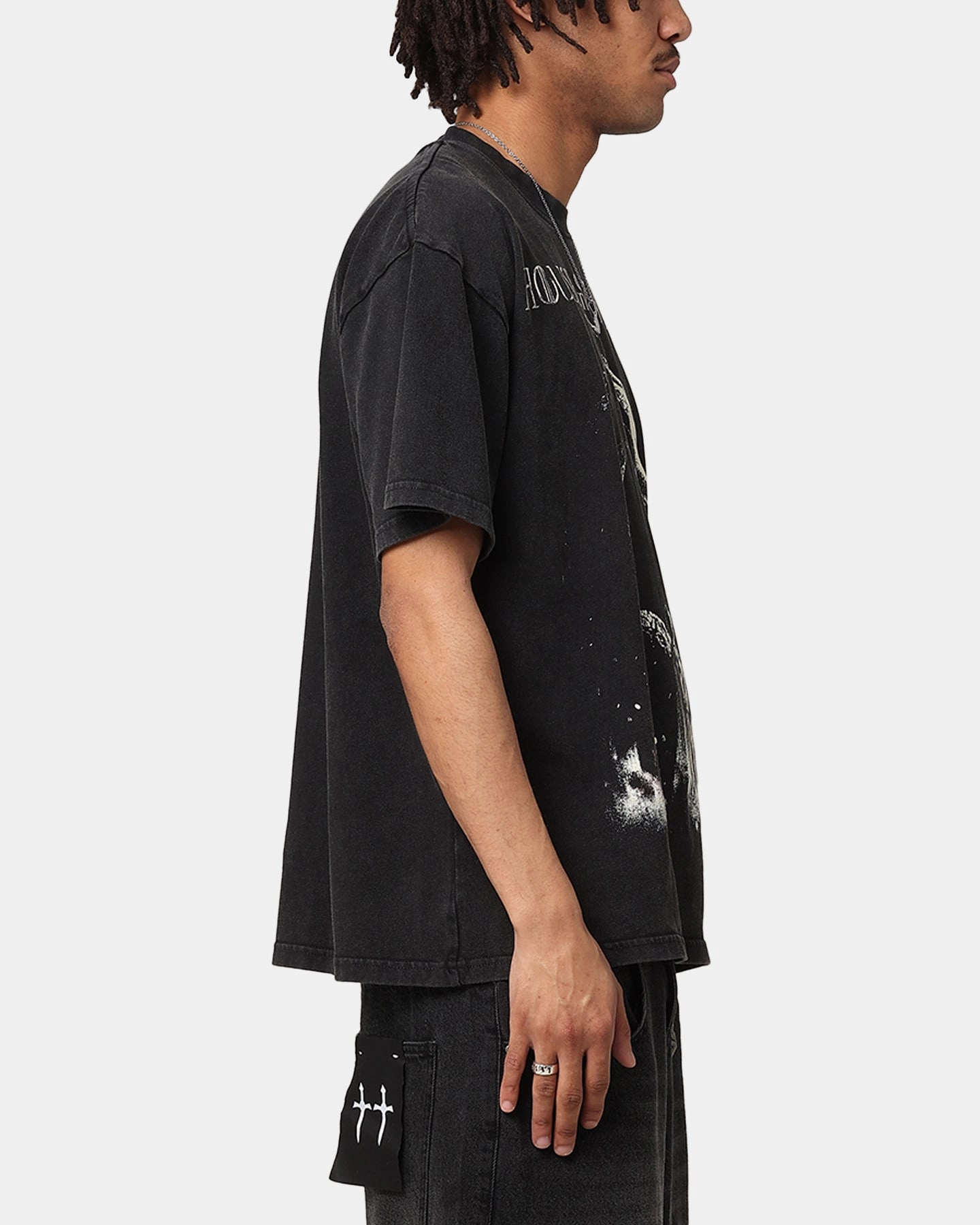 Office Wear Goat Crew X House Of The Dragons Fire Vintage T-Shirt Black Acidwash