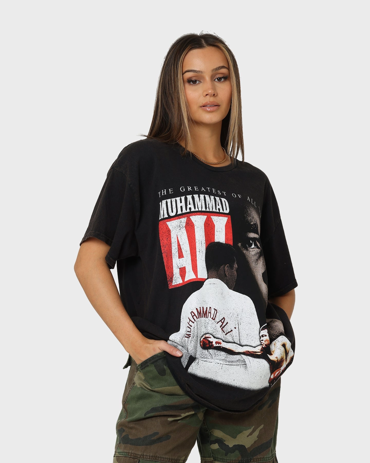 Goat Crew X Muhammad Ali Greatest Vintage T-Shirt Black Wash High-Quality Cotton