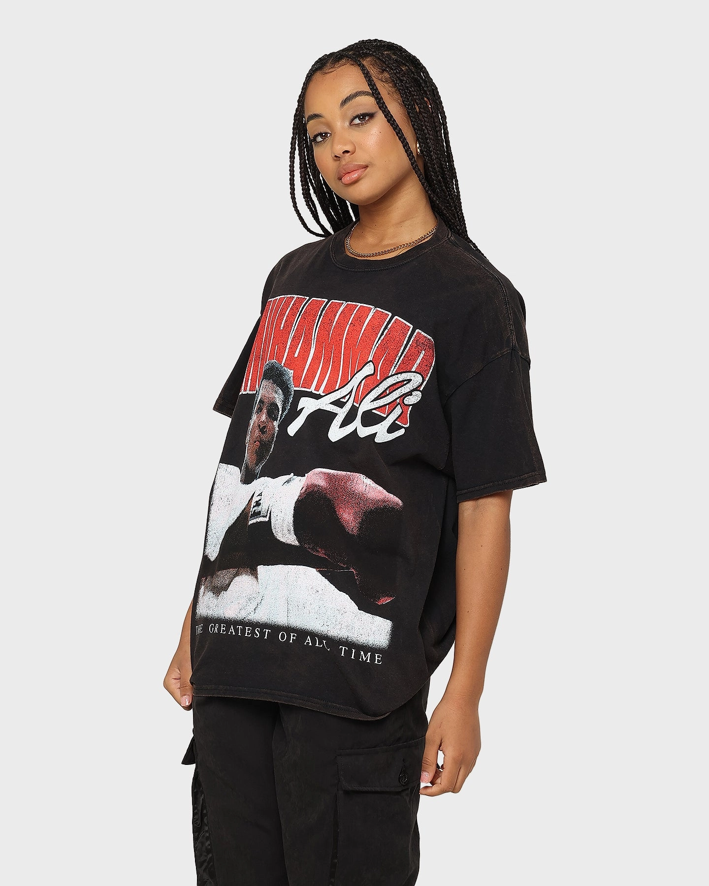 Goat Crew X Muhammad Ali Ringer Vintage T-Shirt Black Wash thermal Versatile Layering