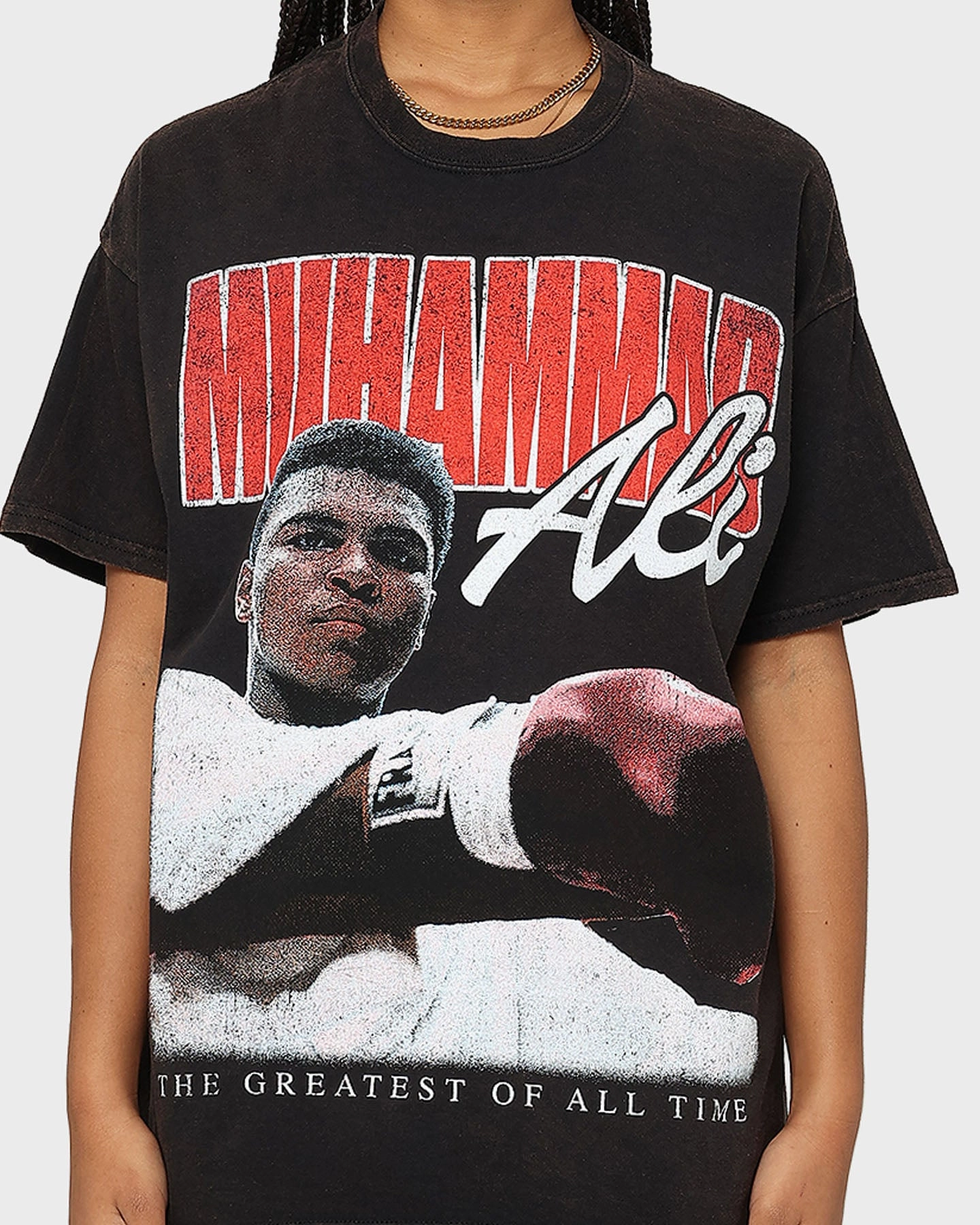 Goat Crew X Muhammad Ali Ringer Vintage T-Shirt Black Wash Versatile Fit