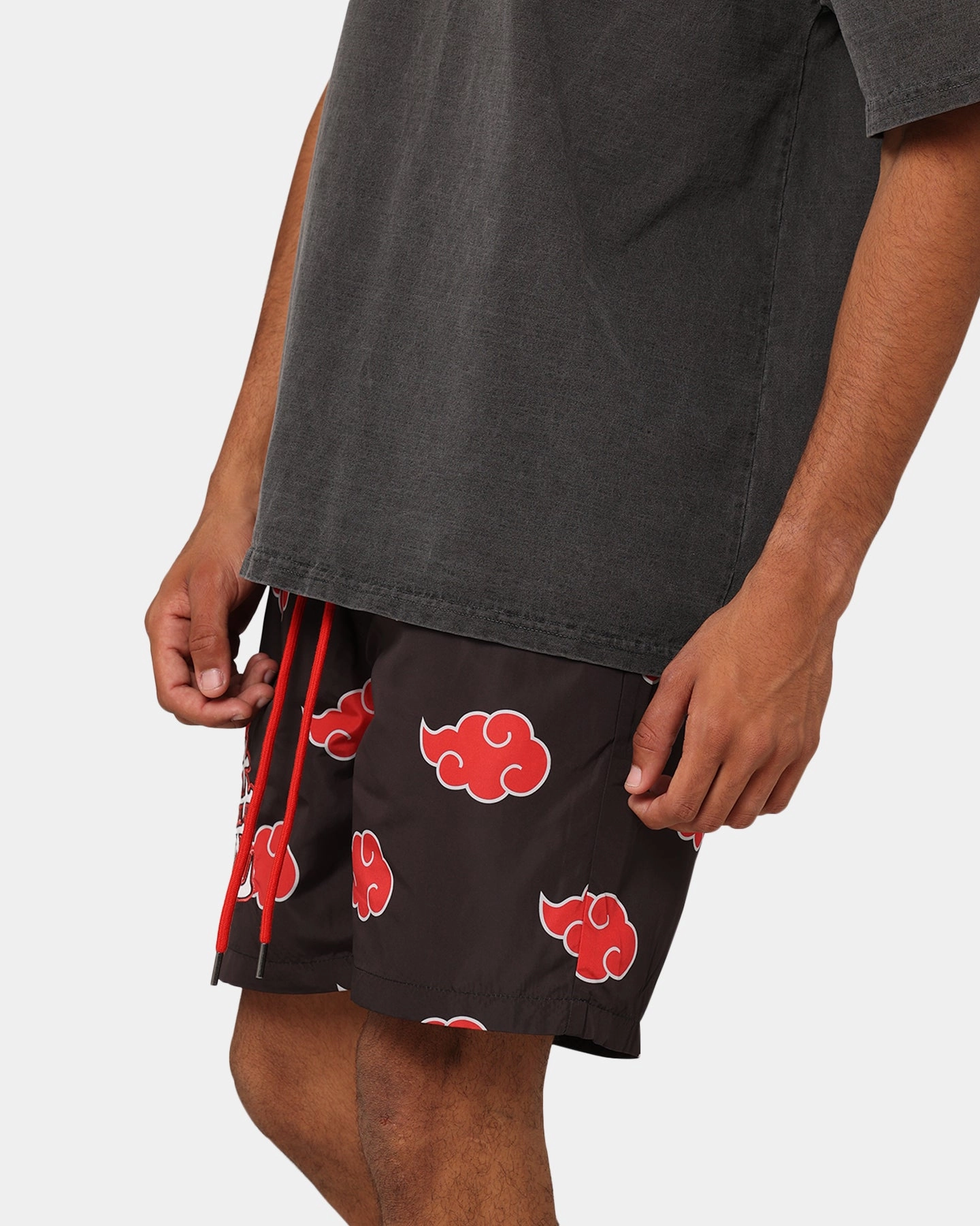 Slip Resistant Inner Grip Goat Crew X Naruto Akatsuki Shorts Black/Red