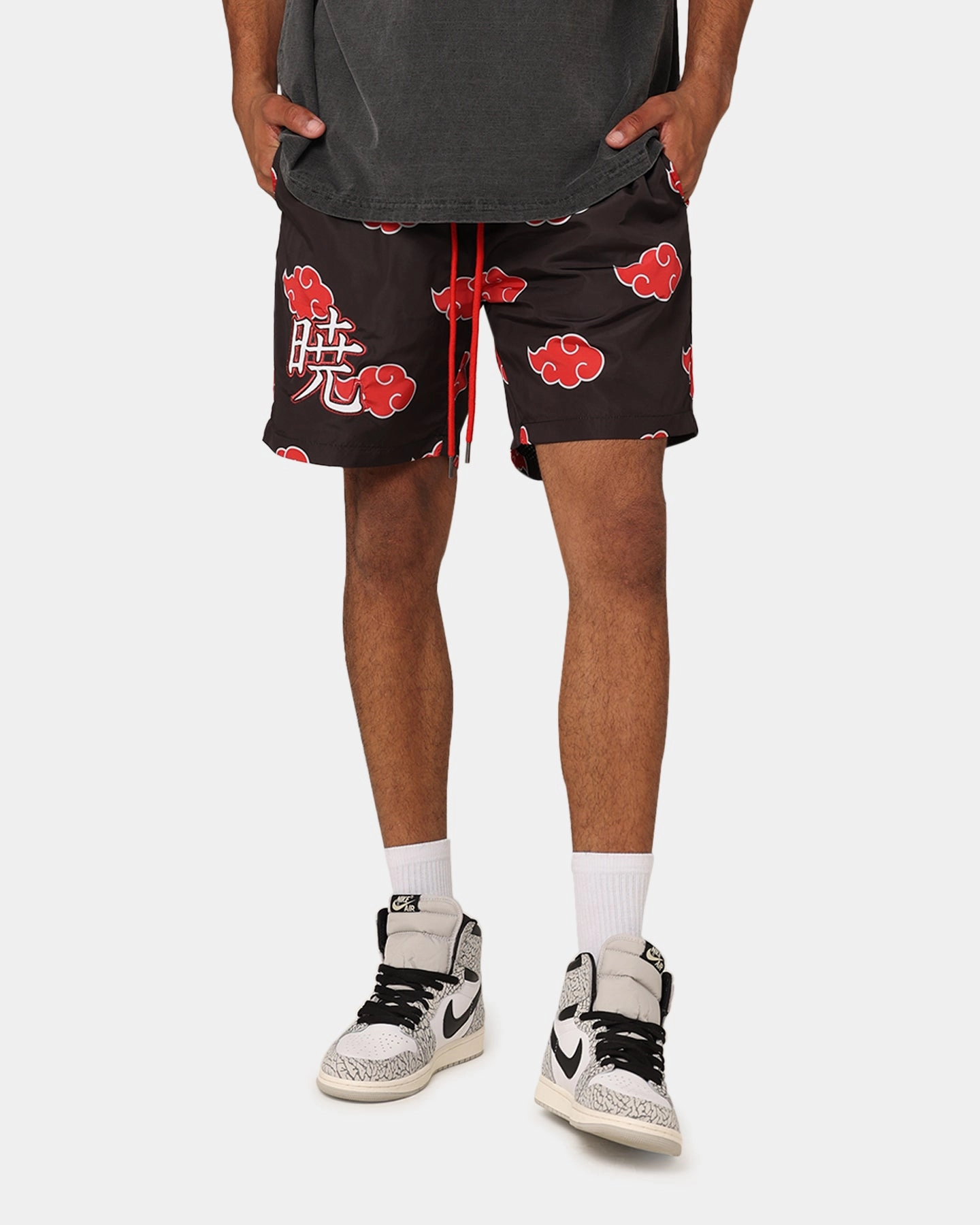 Wrinkle Resistant Treatment Goat Crew X Naruto Akatsuki Shorts Black/Red