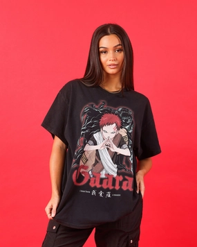 Active Style Trend Goat Crew X Naruto Gaara Vintage T-Shirt Black Wash