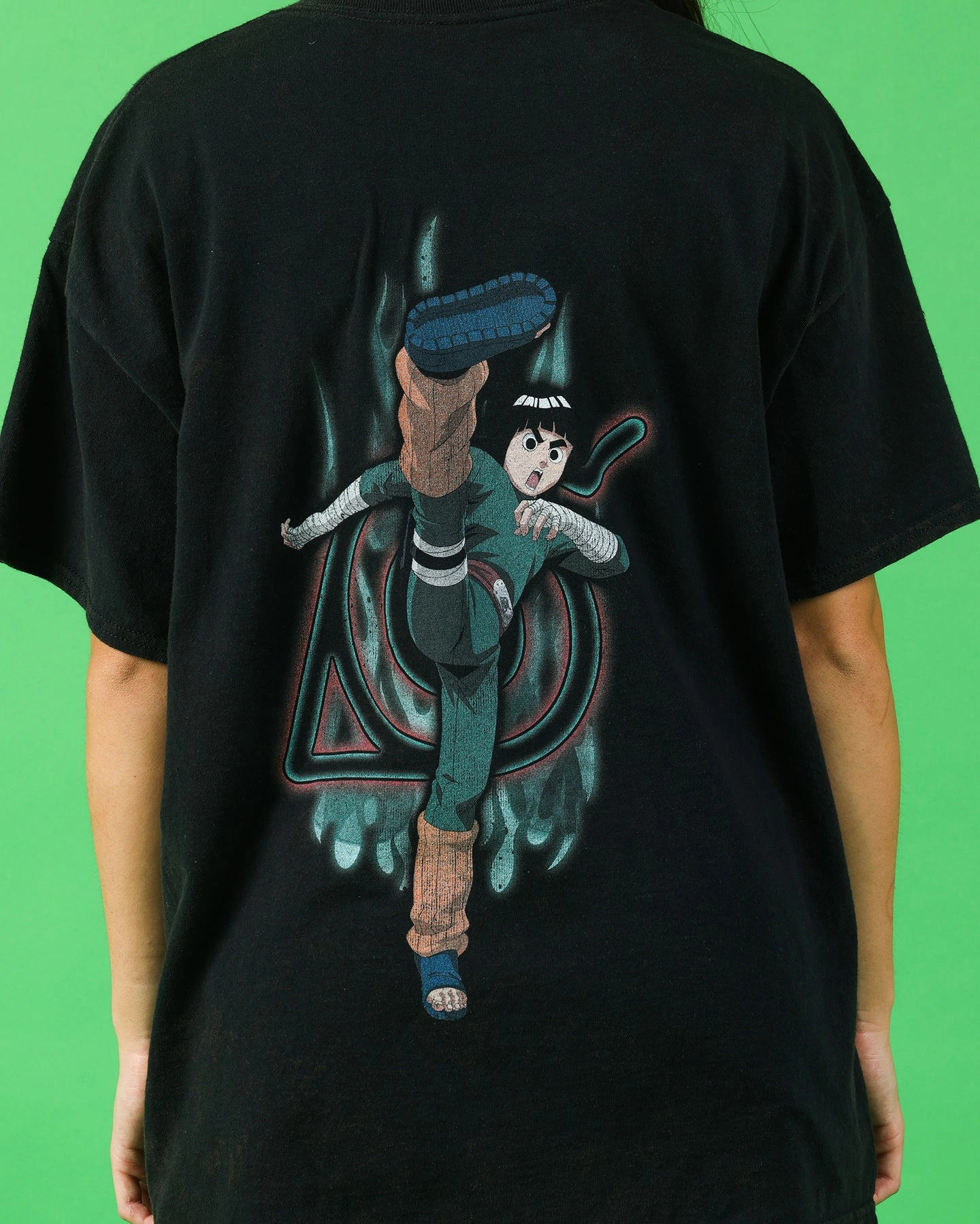 Goat Crew X Naruto Rock Lee Vintage T-Shirt Black Wash Comfortable All Day Wear Men's