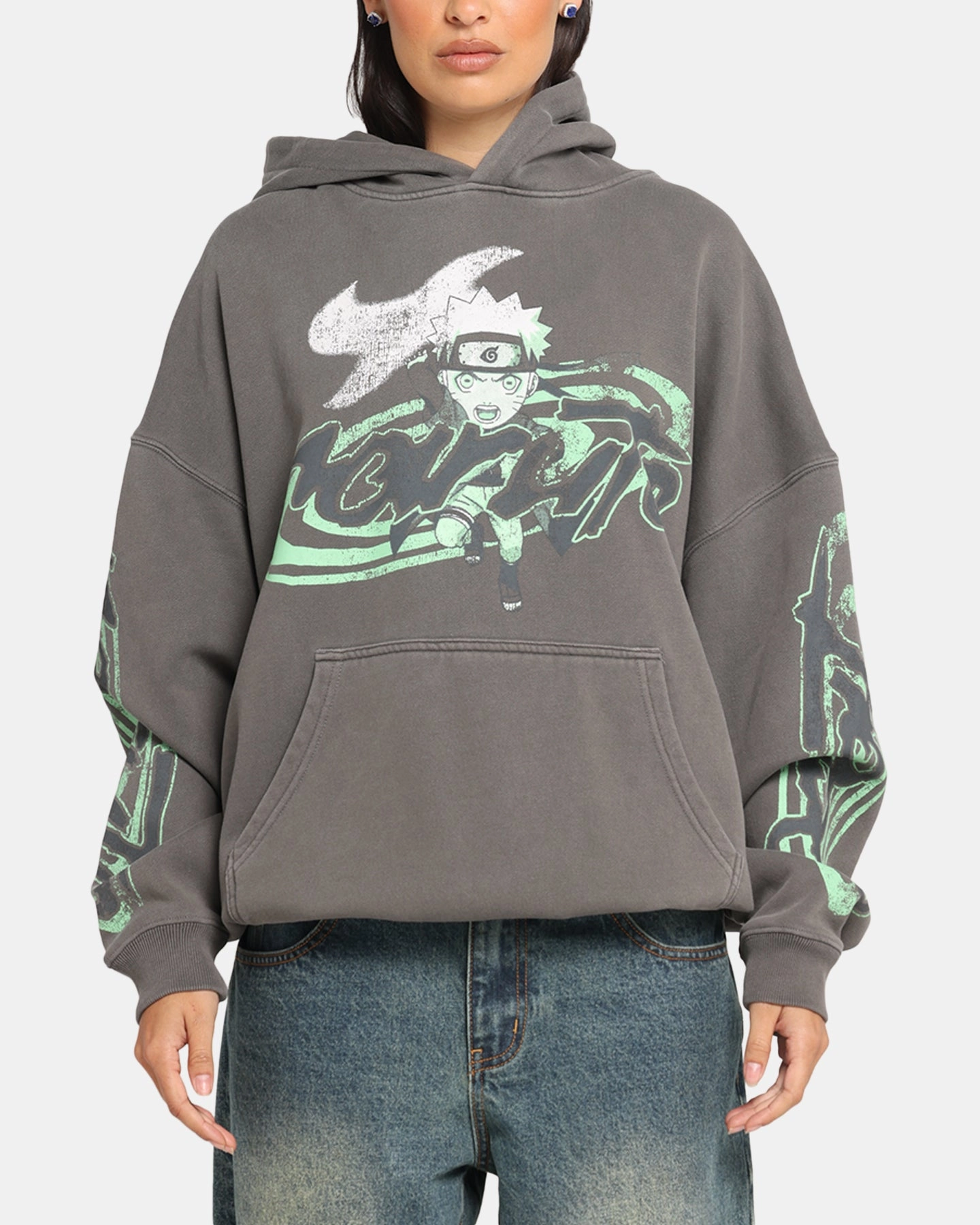 Lounging wear Bison like Goat Crew X Naruto Sage Mode Premium Hoodie Washed Charcoal