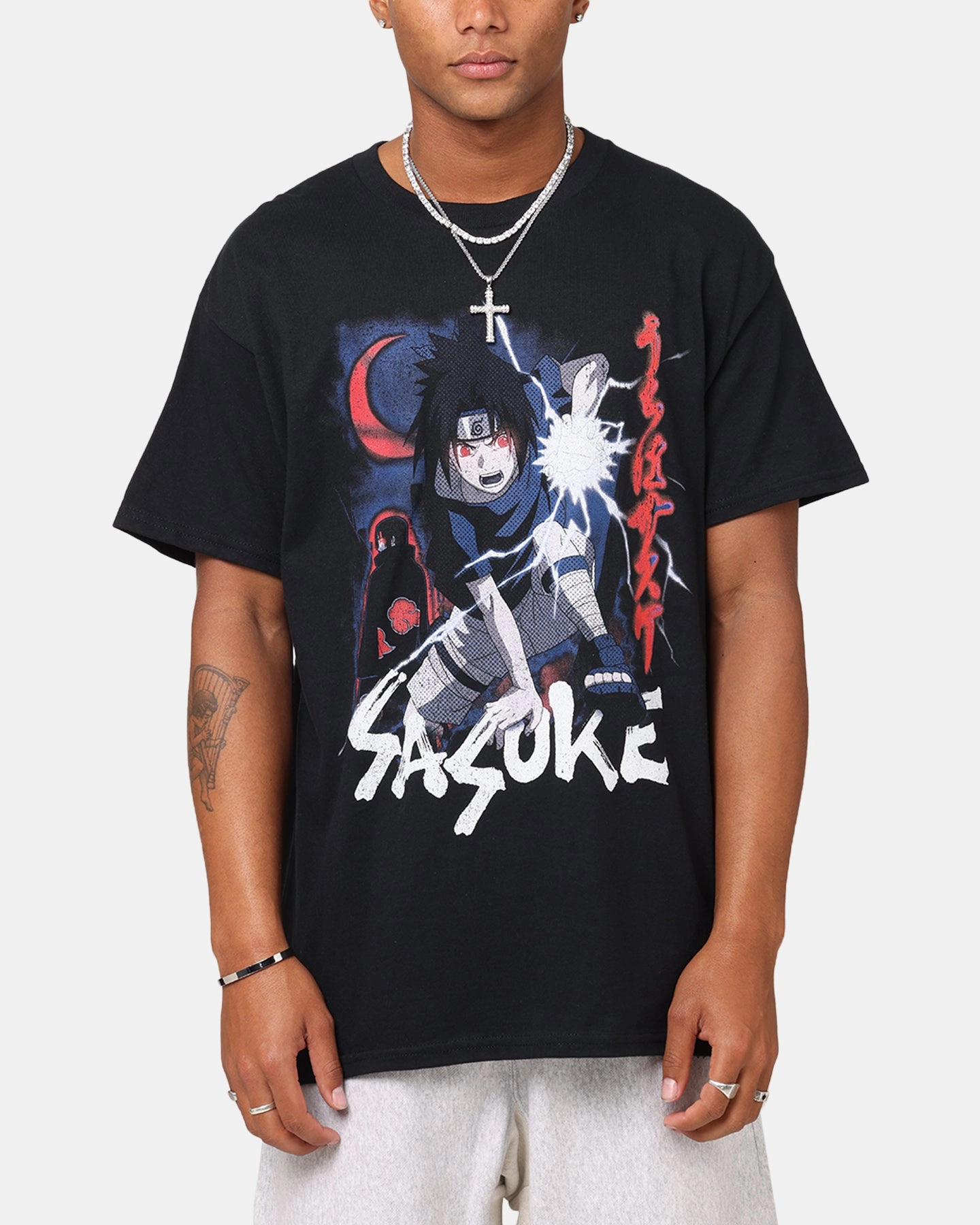 Soft And Comfortable Bold Style Goat Crew X Naruto Sasuke Premium Vintage T-Shirt Black
