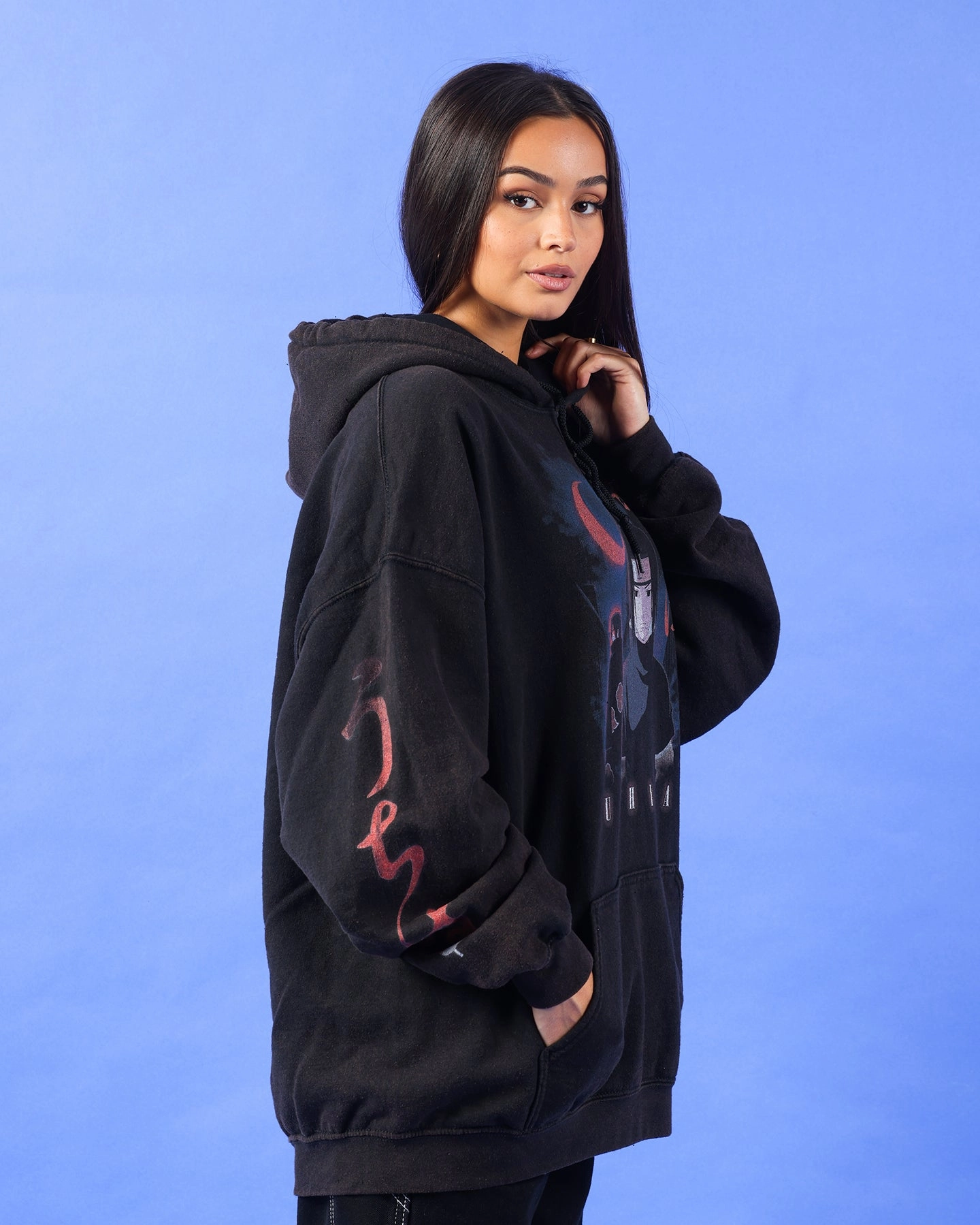 Soft Wear Goat Crew X Naruto Uchiha Vintage Hoodie Black Wash