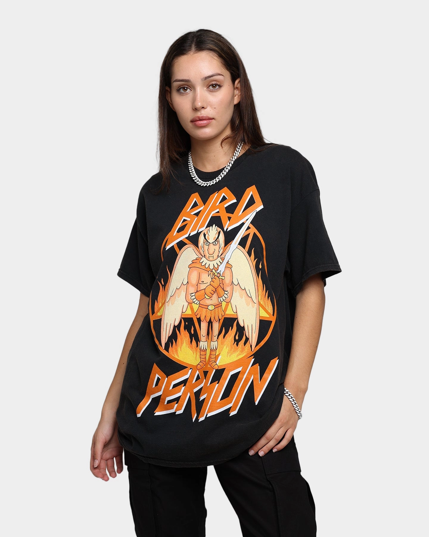 Comfortable Style Goat Crew X Rick And Morty Bird Person Vintage T-Shirt Black Wash