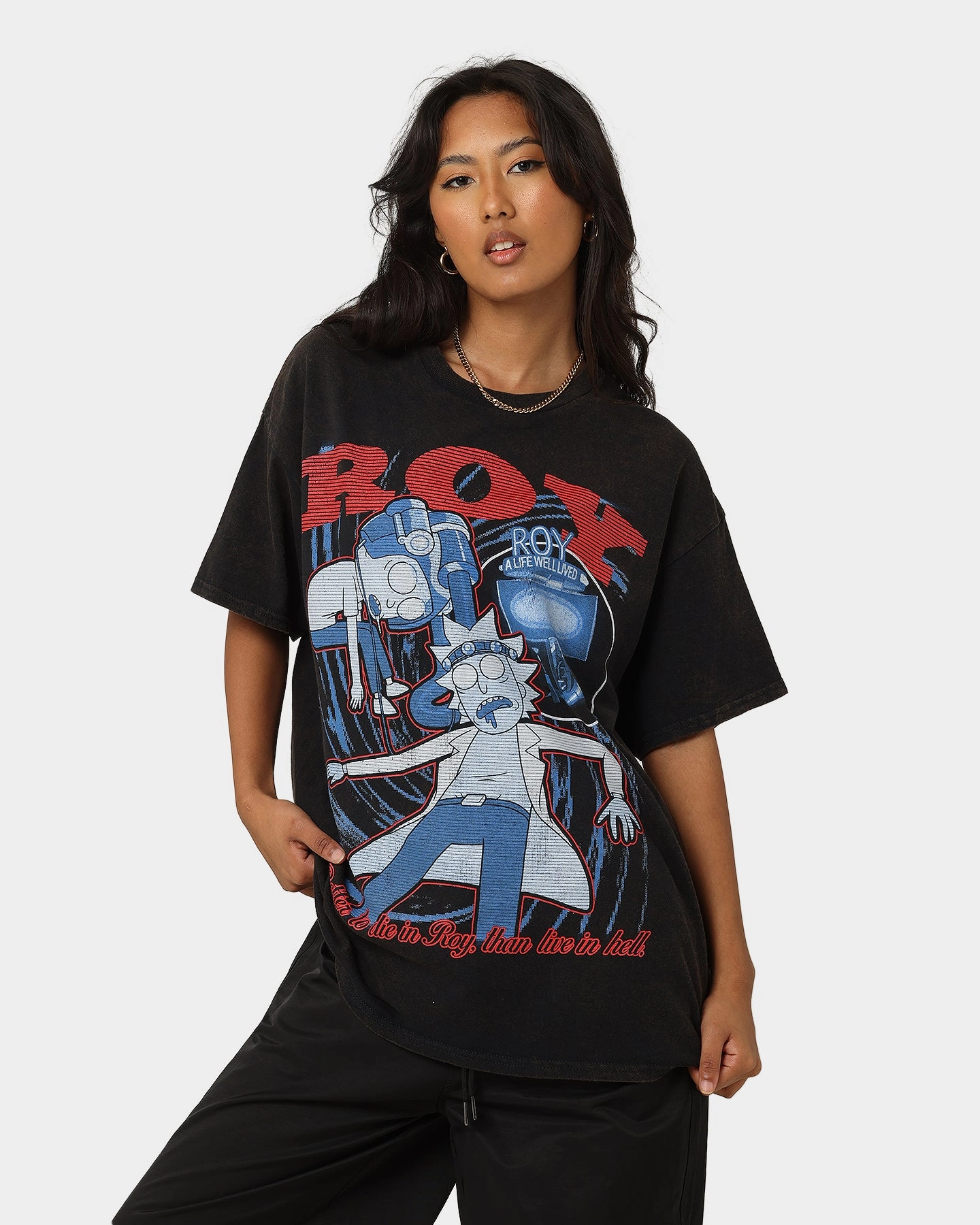 Goat Crew X Rick And Morty Roy Vintage T-Shirt Washed Black Chic Wearable