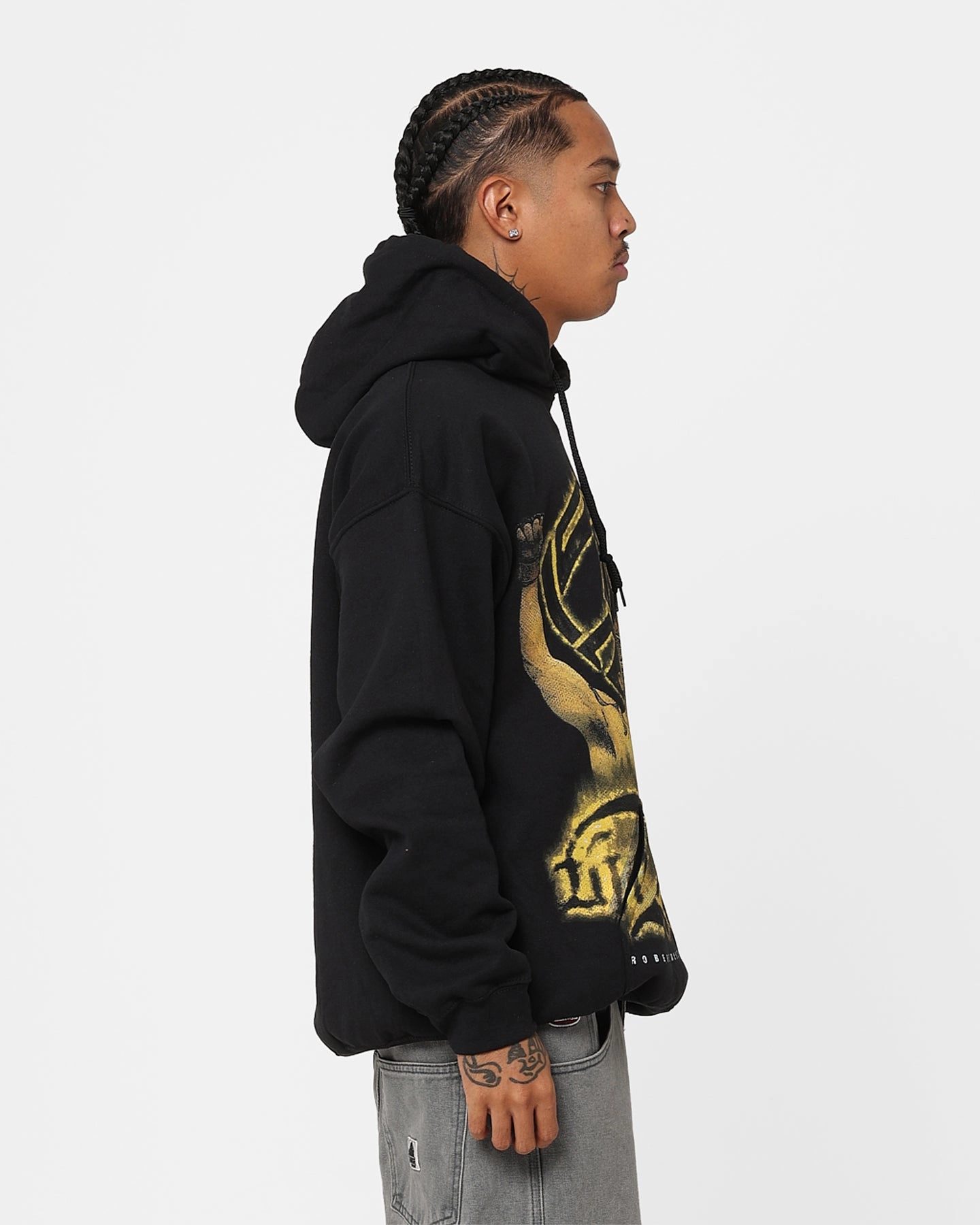 Goat Crew X Rob The Reaper Hoodie Black Wash Example Multi Pocket