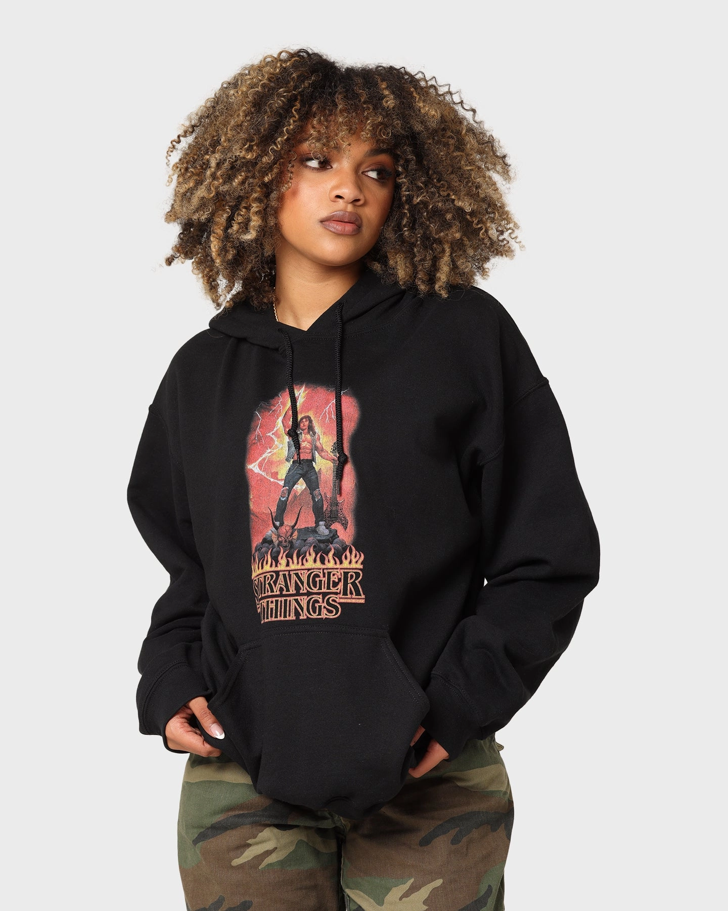 Goat Crew X Stranger Things Metal Hoodie Black No Fade Technology Plus Size