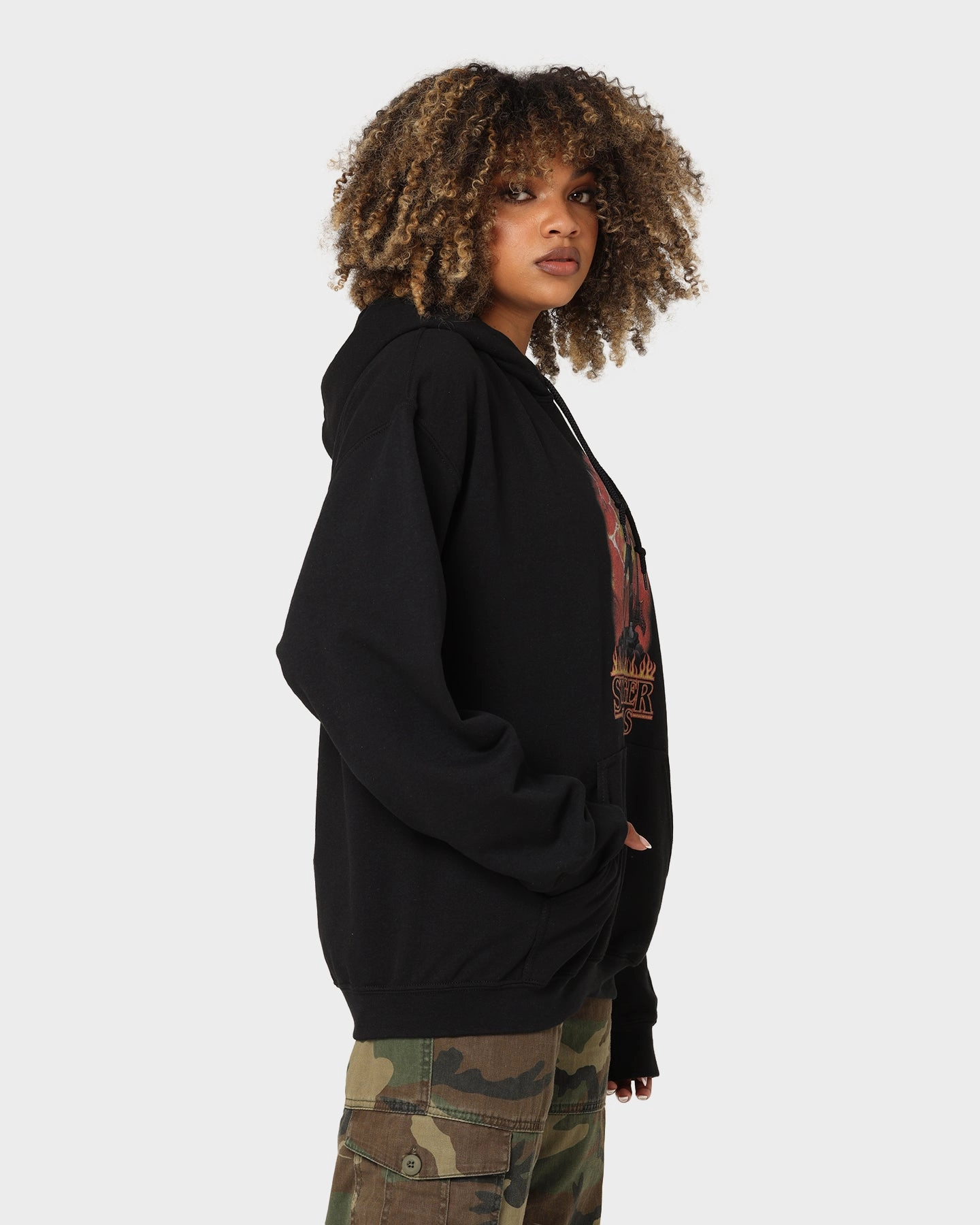 Perfect for Travel waterproof Goat Crew X Stranger Things Metal Hoodie Black