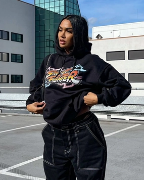 Goat Crew X Street Fighter Chun Li Hoodie Black Ribbed collar