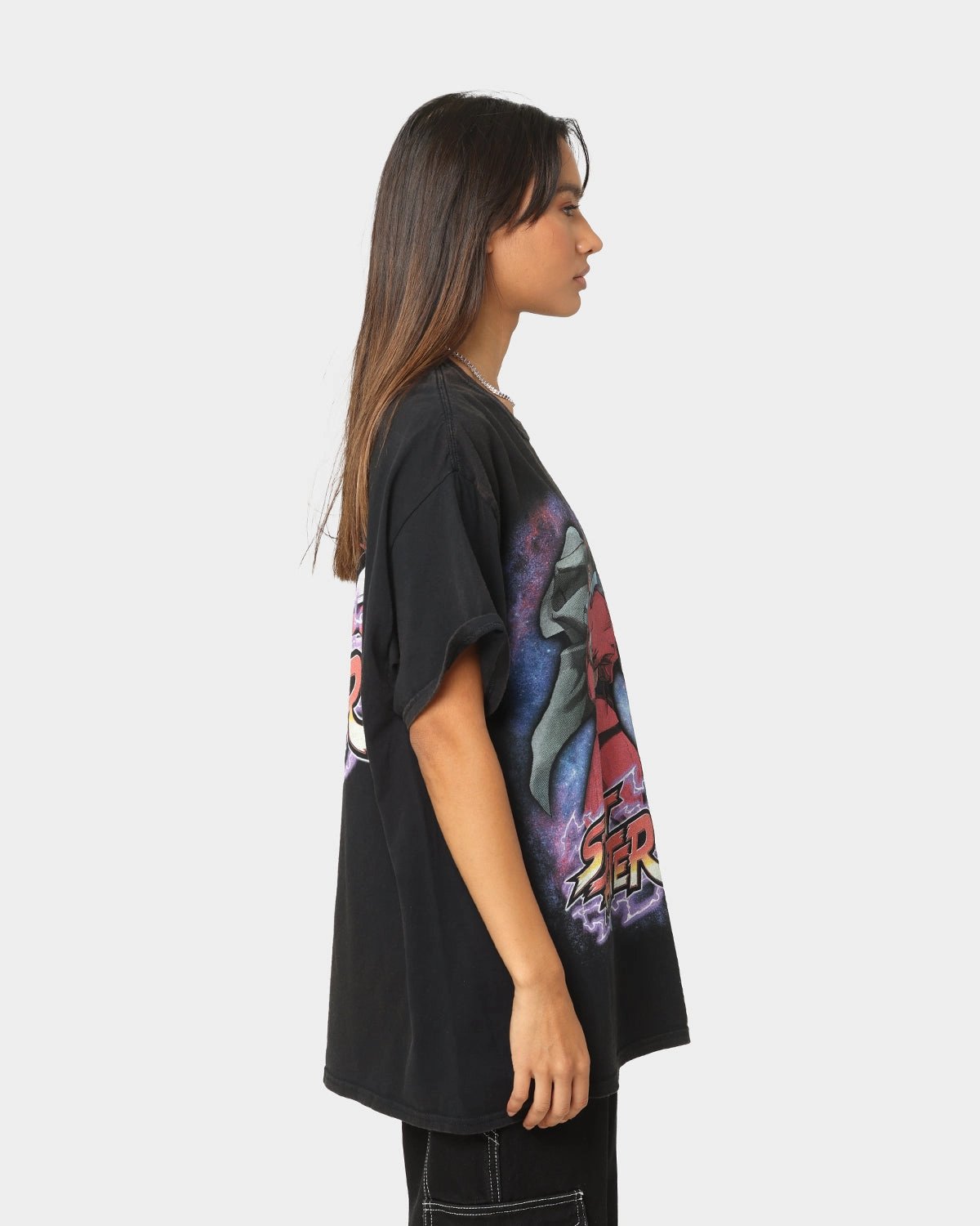 Goat Crew X Street Fighter M. Bison Vintage T-Shirt Black Wash Party fun Modern Casual