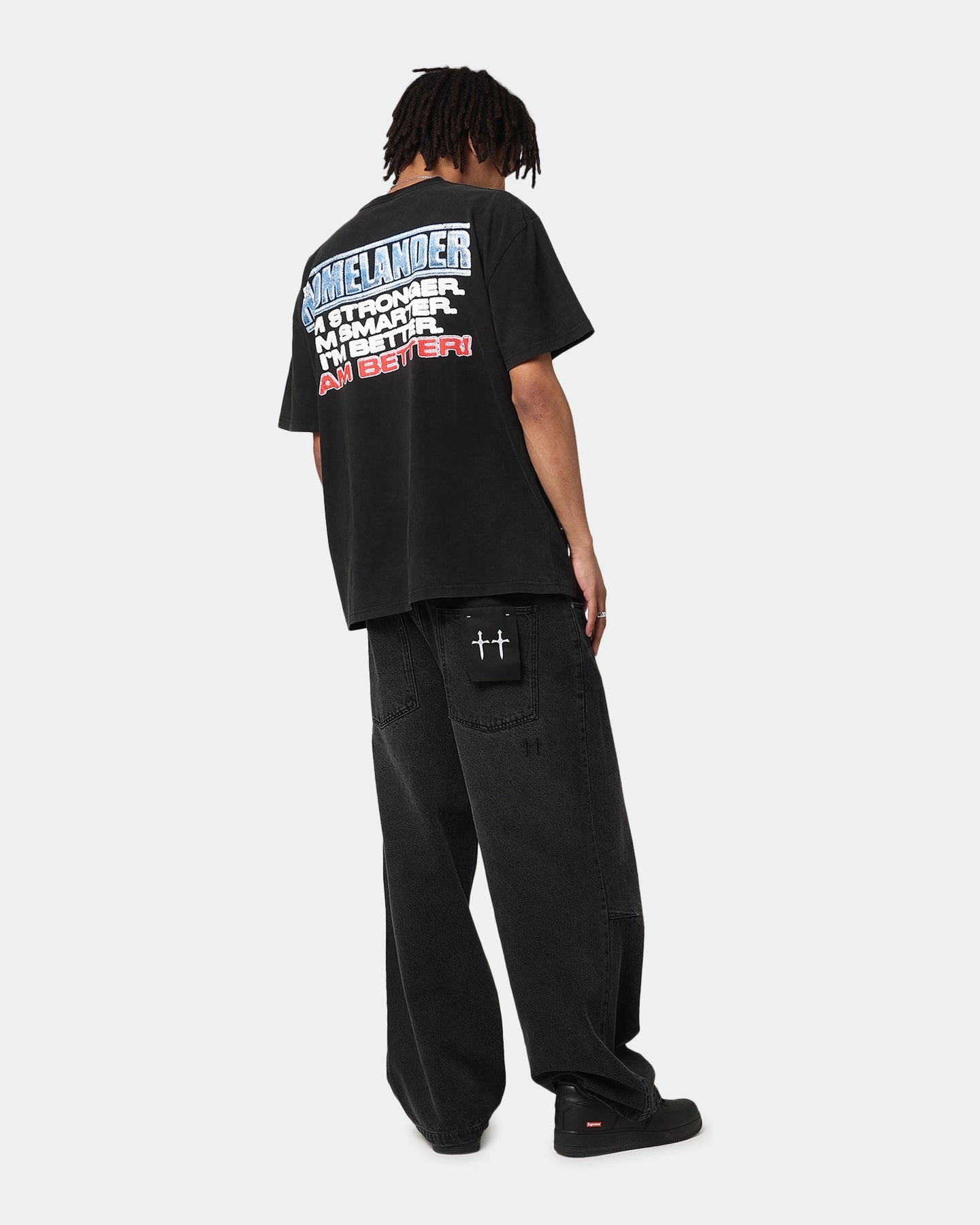 Goat Crew X The Boys Homelander Vintage T-Shirt Black Acidwash Fashionable Fit