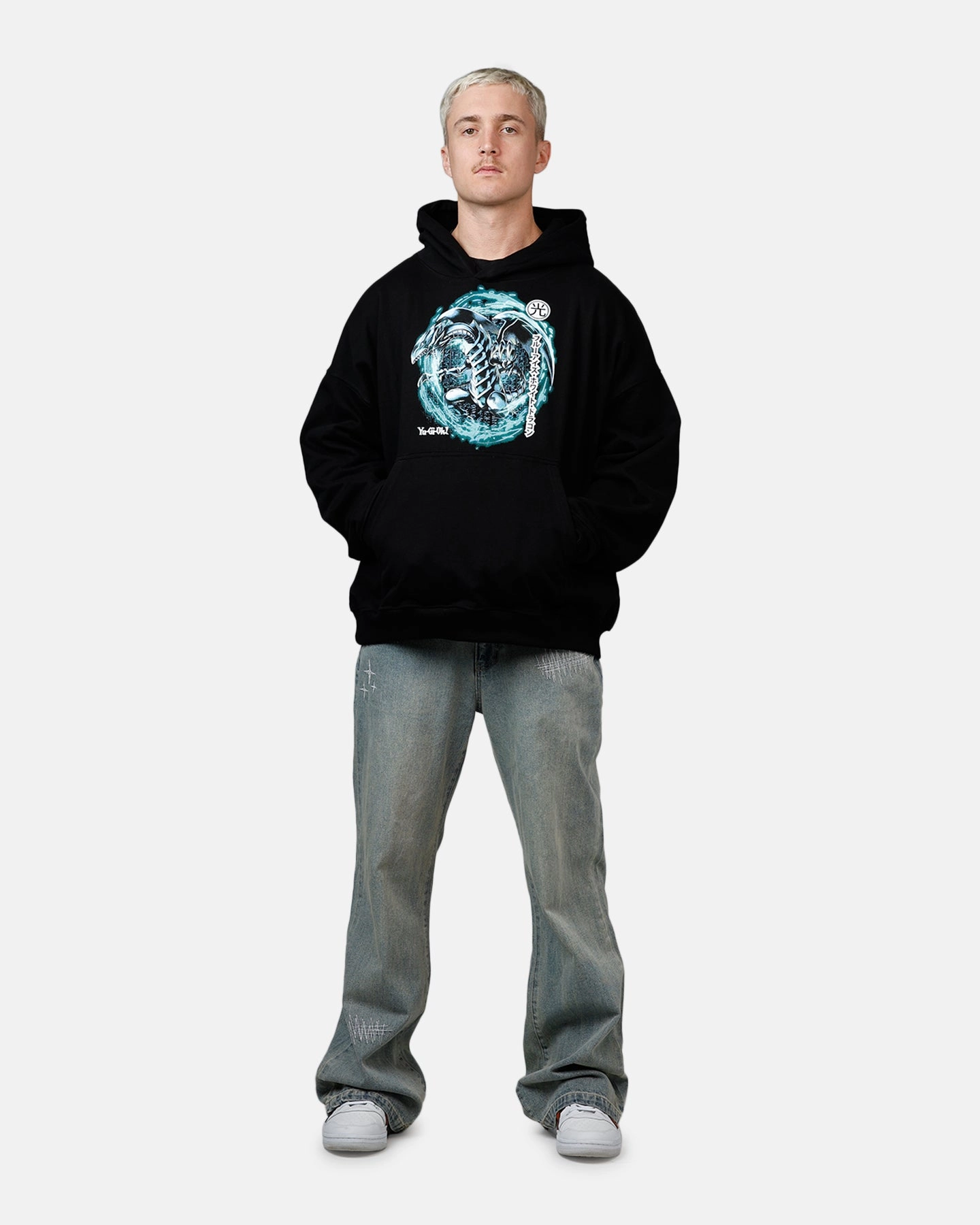 Brush Goat Crew X Yu-Gi-Oh! Blue Eyes White Dragon Premium Hoodie Black
