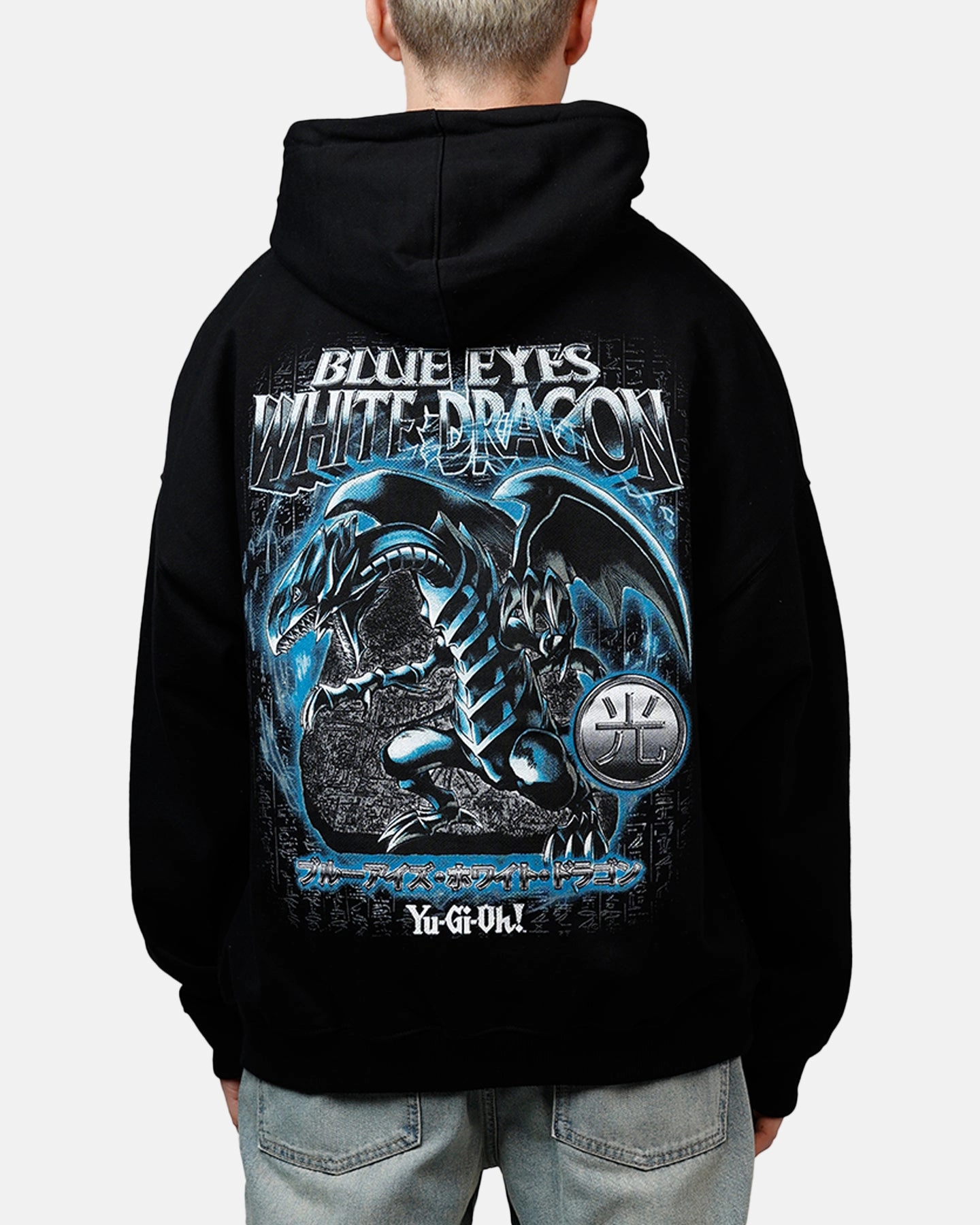 Goat Crew X Yu-Gi-Oh! Blue Eyes White Dragon Premium Hoodie Black Reinforced Stitching