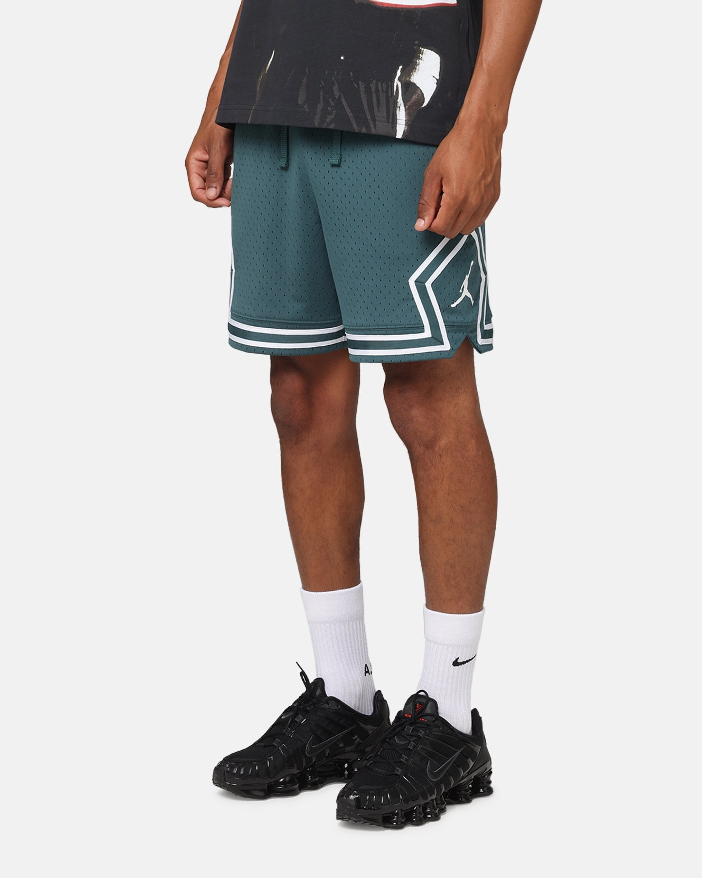 Sleek Cut holiday apparel Jordan Dri-Fit Sport Diamond Shorts Oxidized Green/White