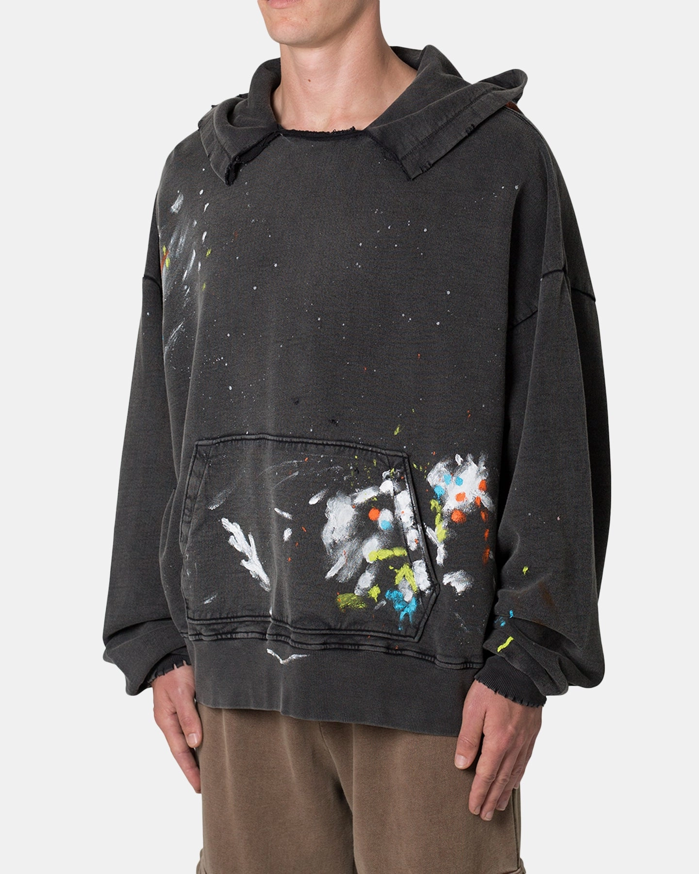 MNML Destroyed Painter Hoodie Vintage Black Windproof Barrier Design