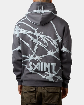 Warm Layer Ventilation Panels Saint Morta Barberry Boxy Hoodie Dark Grey
