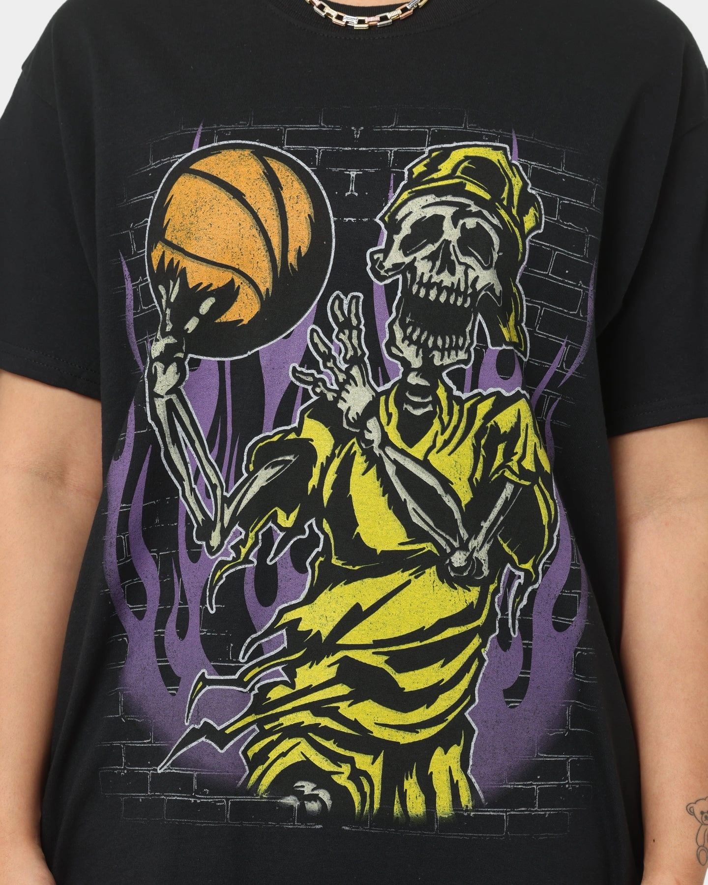 Active Trend Look Timeless Piece Goat Crew Baller Skeleton T-Shirt Black
