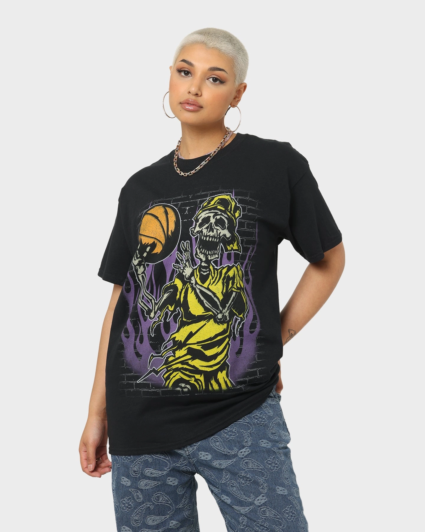 Casual Fit Goat Crew Baller Skeleton T-Shirt Black