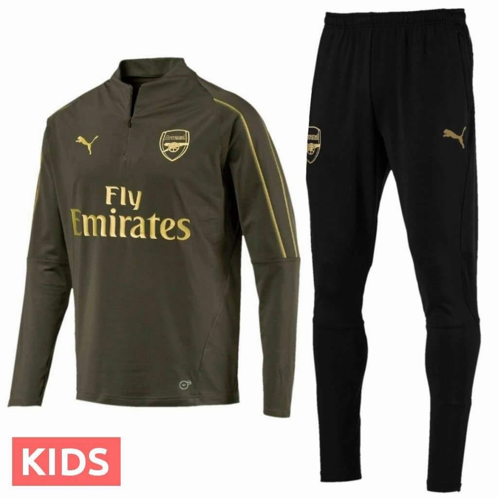 Kids - Arsenal FC green training technical soccer tracksuit 2018/19 - Puma Designer
