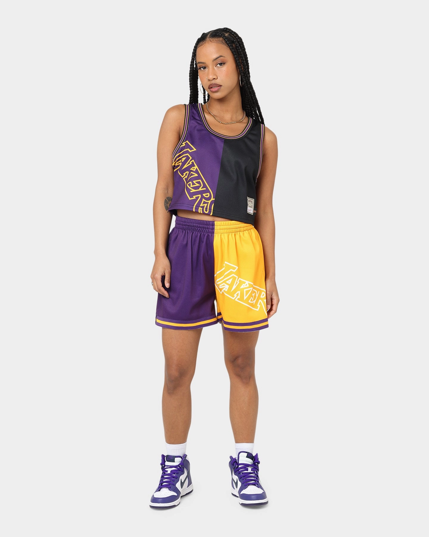 Durable Construction Mitchell & Ness Women's Los Angeles Lakers Big Face 5.0 Shorts Black