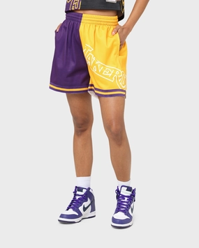 campers Mitchell & Ness Women's Los Angeles Lakers Big Face 5.0 Shorts Black