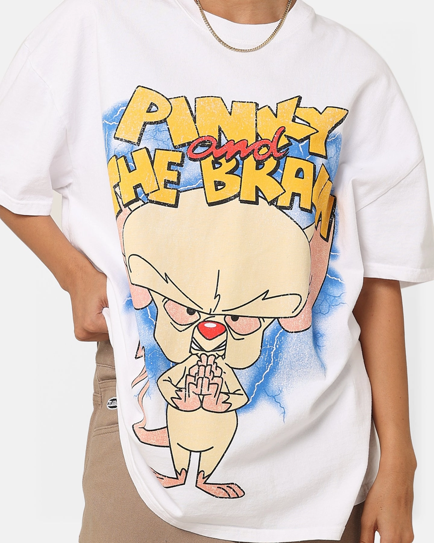 American Thrift X Cartoon Network Pinky & The Brain Heavyweight Vintage T-Shirt White AllSeasonWear