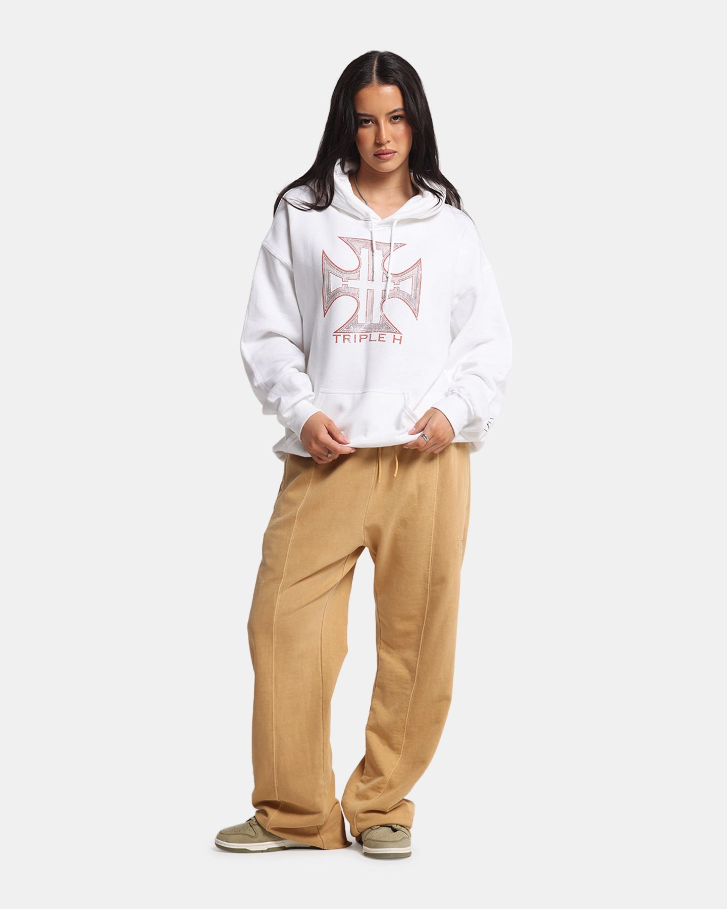 Culture Kings X WWE Triple H Wrestlemania XLI Premium Hoodie White Travel Comfort presentation outfit