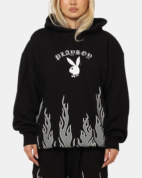 Playboy Gothic Flames Hoodie Black Urban appeal Vintage Appeal