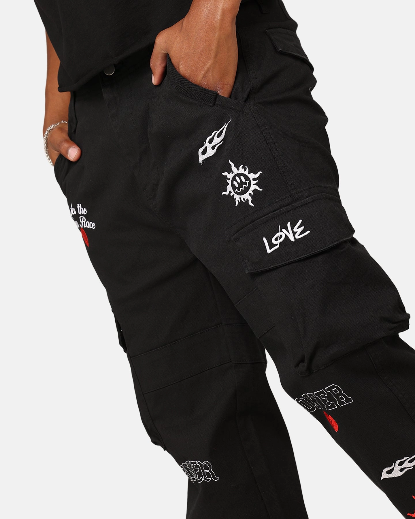 Loiter Sketch Cargo Pants Black Reflective Trim