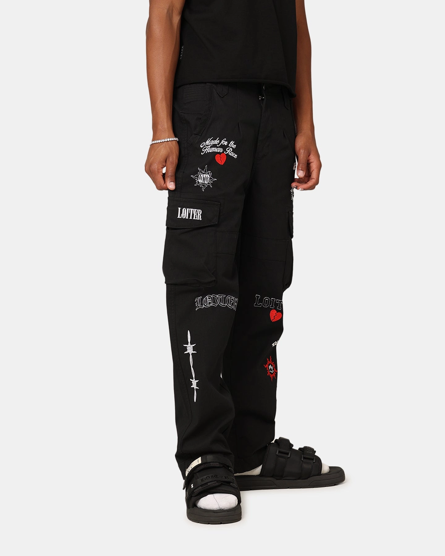 Loiter Sketch Cargo Pants Black Core Essential High-rise waist